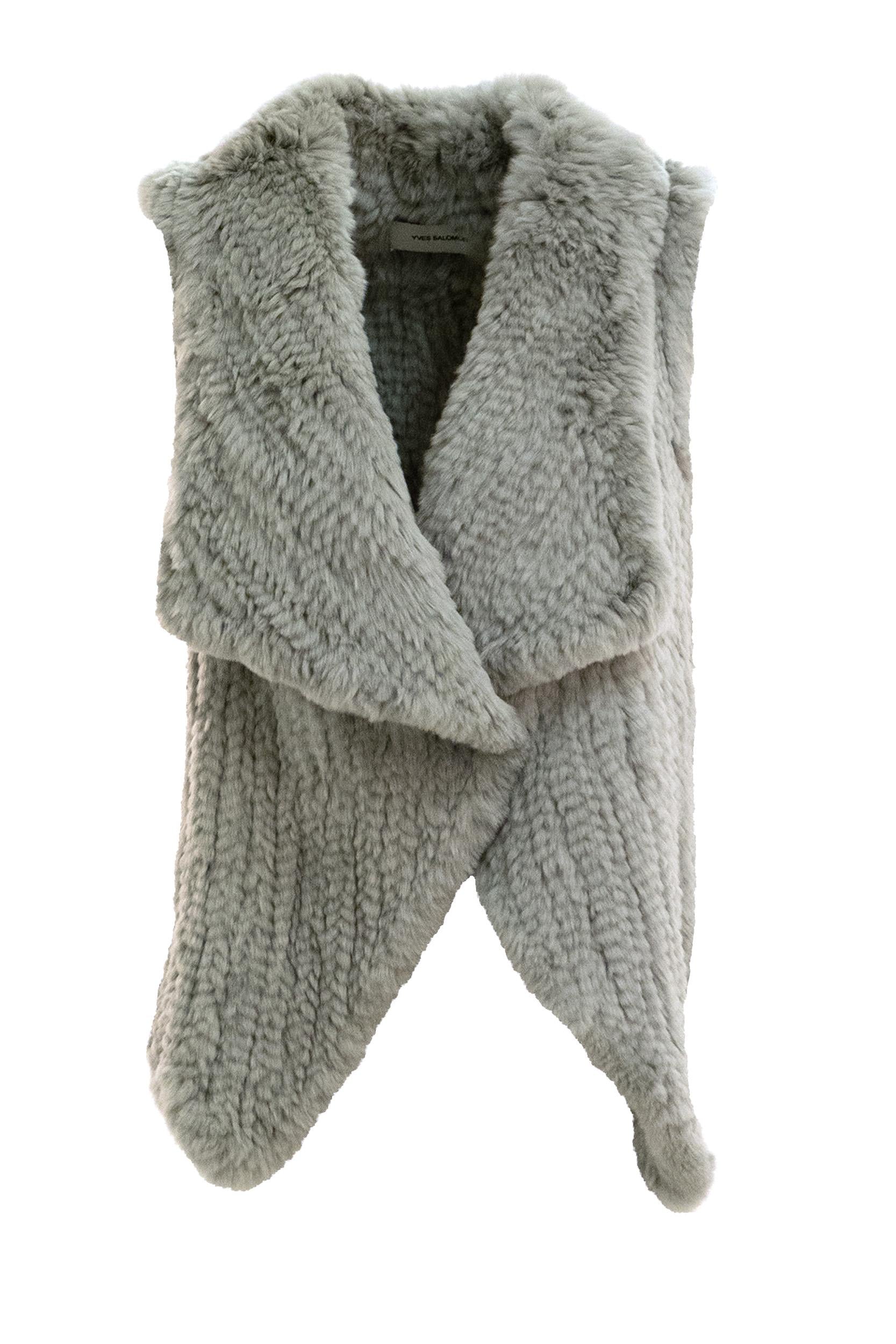 YVES SALOMON Gilet in coniglio color grigio<BR/> 26WAG30850KREX A9126 YVES SALOMON 