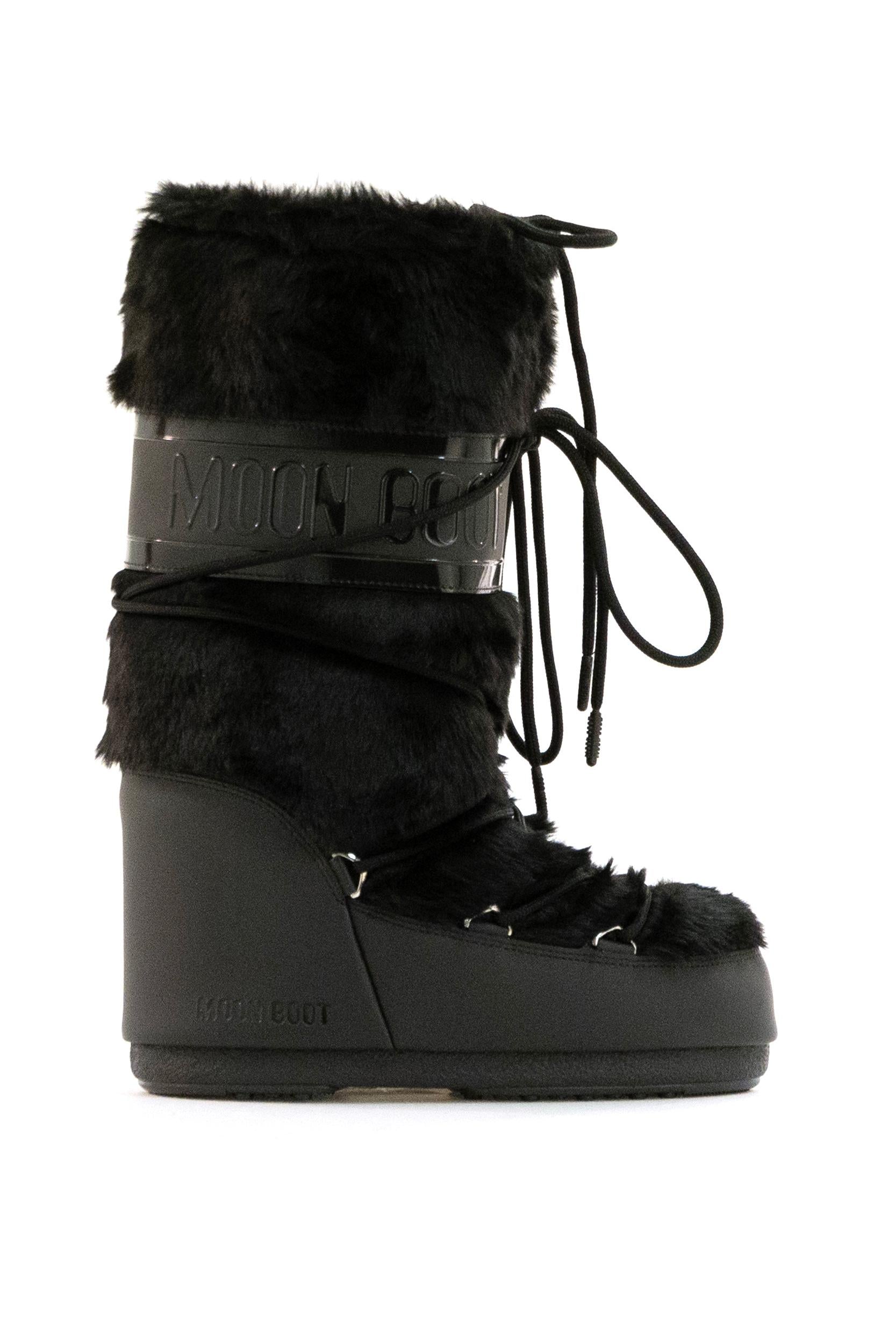Stivali da neve Moon Boot Icon in ecopelliccia color nero<BR/> 80D1408900 N001 MOON BOOT 
