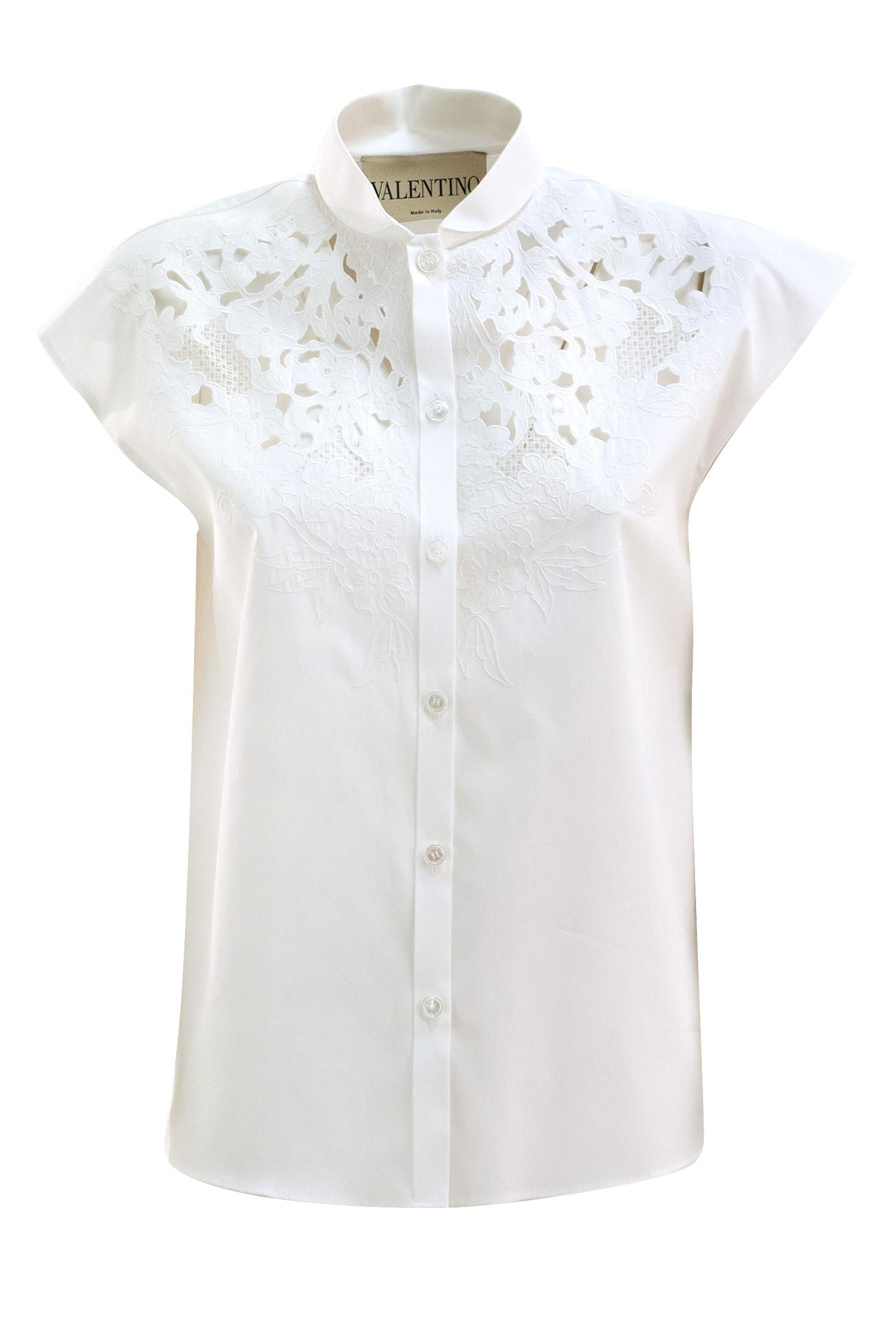 Camicia Ricamata in Popeline di Cotone<BR/> 8B3AA0C59VN 0BO VALENTINO GARAVANI 
