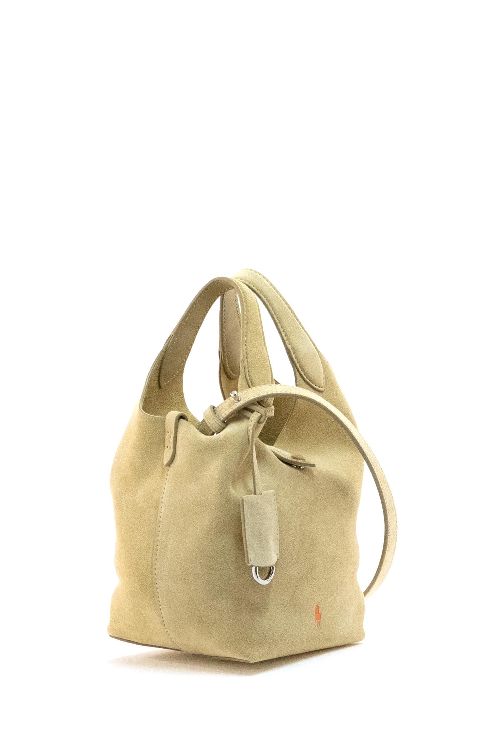 Borsa Tote Polo Play piccola in suede color beige<BR/> 428972997005 CASHEW POLO RALPH LAUREN 