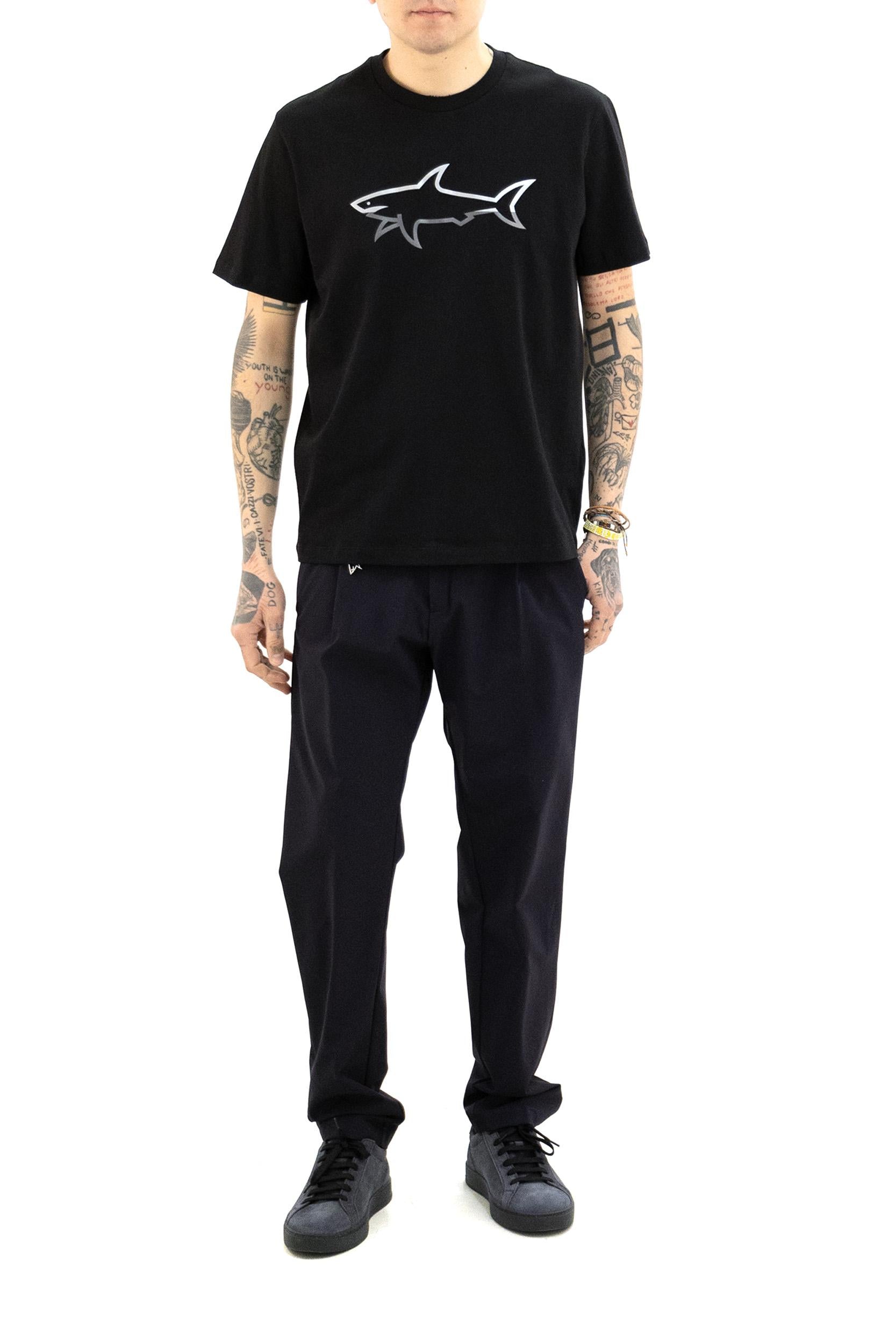 T-shirt in cotone di colore nero<BR/> 25411078 011 PAUL & SHARK 