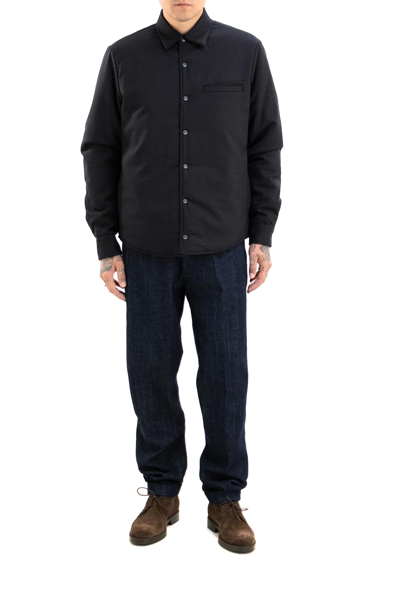 Overshirt in lana di colore blu<BR/> S.M03.GRENOBLE 1627 511 CRUNA 