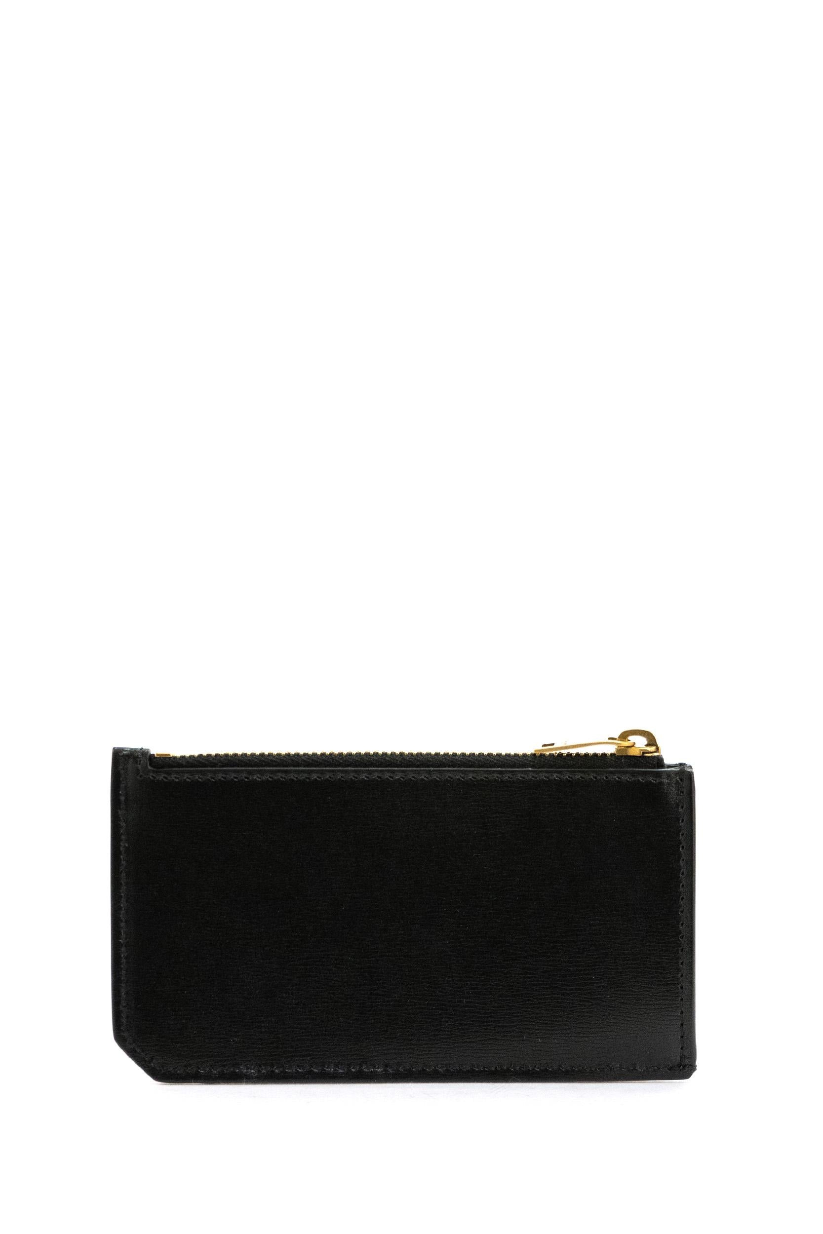 Saint Laurent porta carte Tiny Cassandre in pelle liscia 629899 02G0W 1000 SAINT LAURENT 