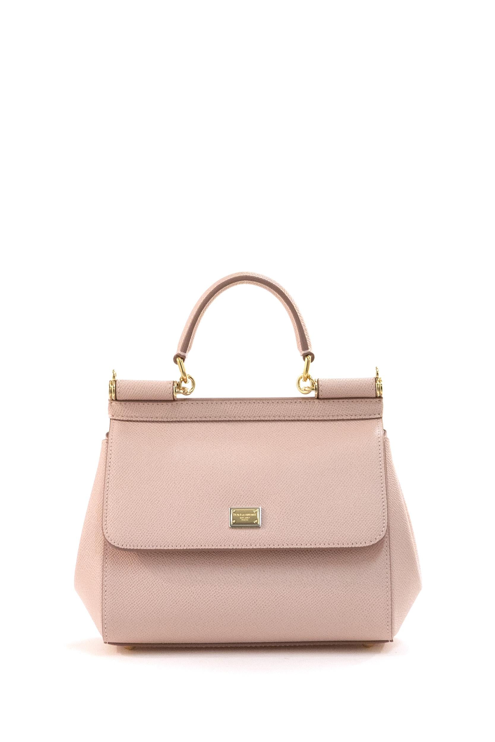 Borsa Sicily a mano piccola in pelle Dauphine di colore rosa<BR/> BB6003 B1001 8H402 DOLCE & GABBANA 