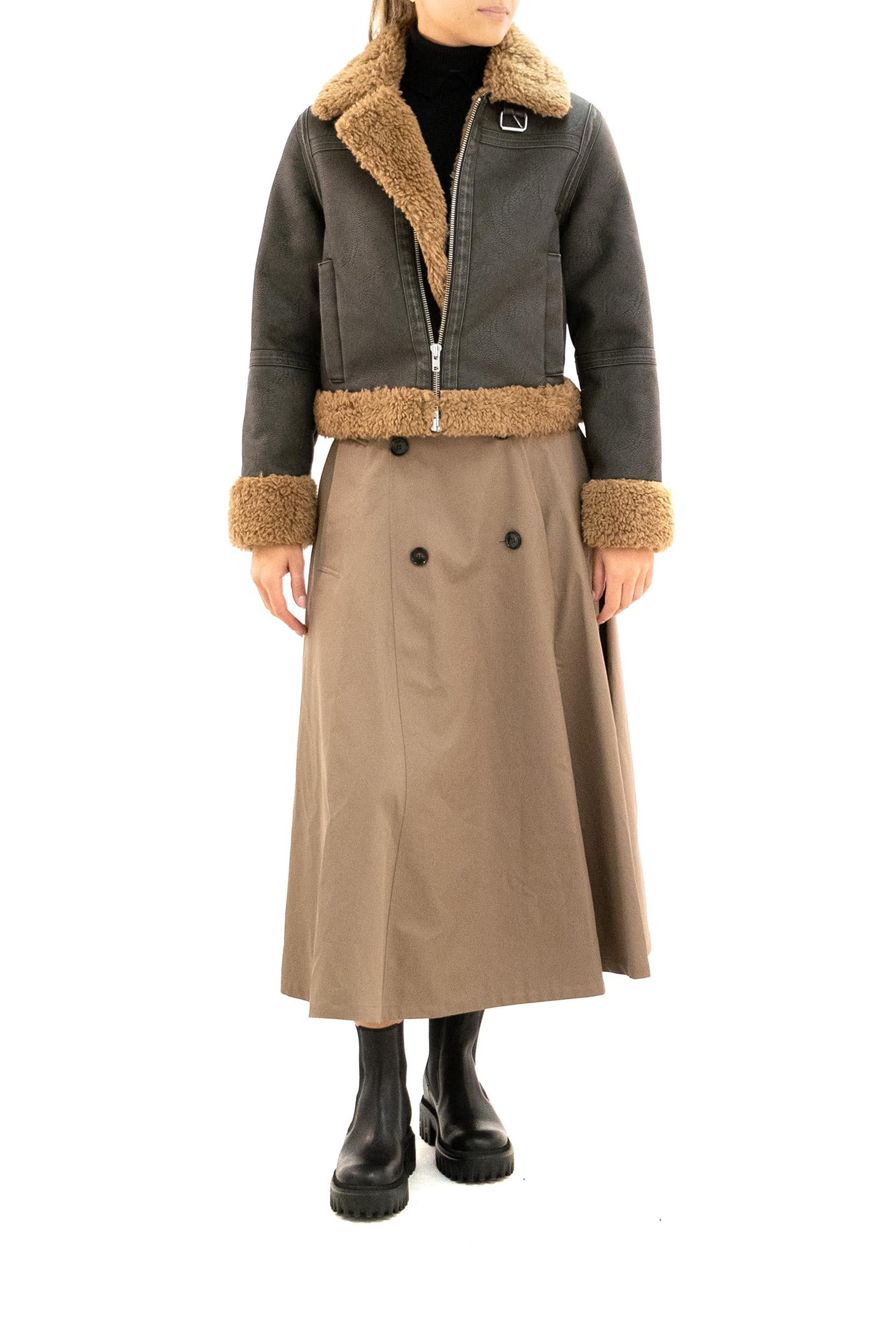 Giacca da aviatore Lorelle in ecopelle di colore marrone<BR/> 61055-9015 88000 STAND STUDIO 