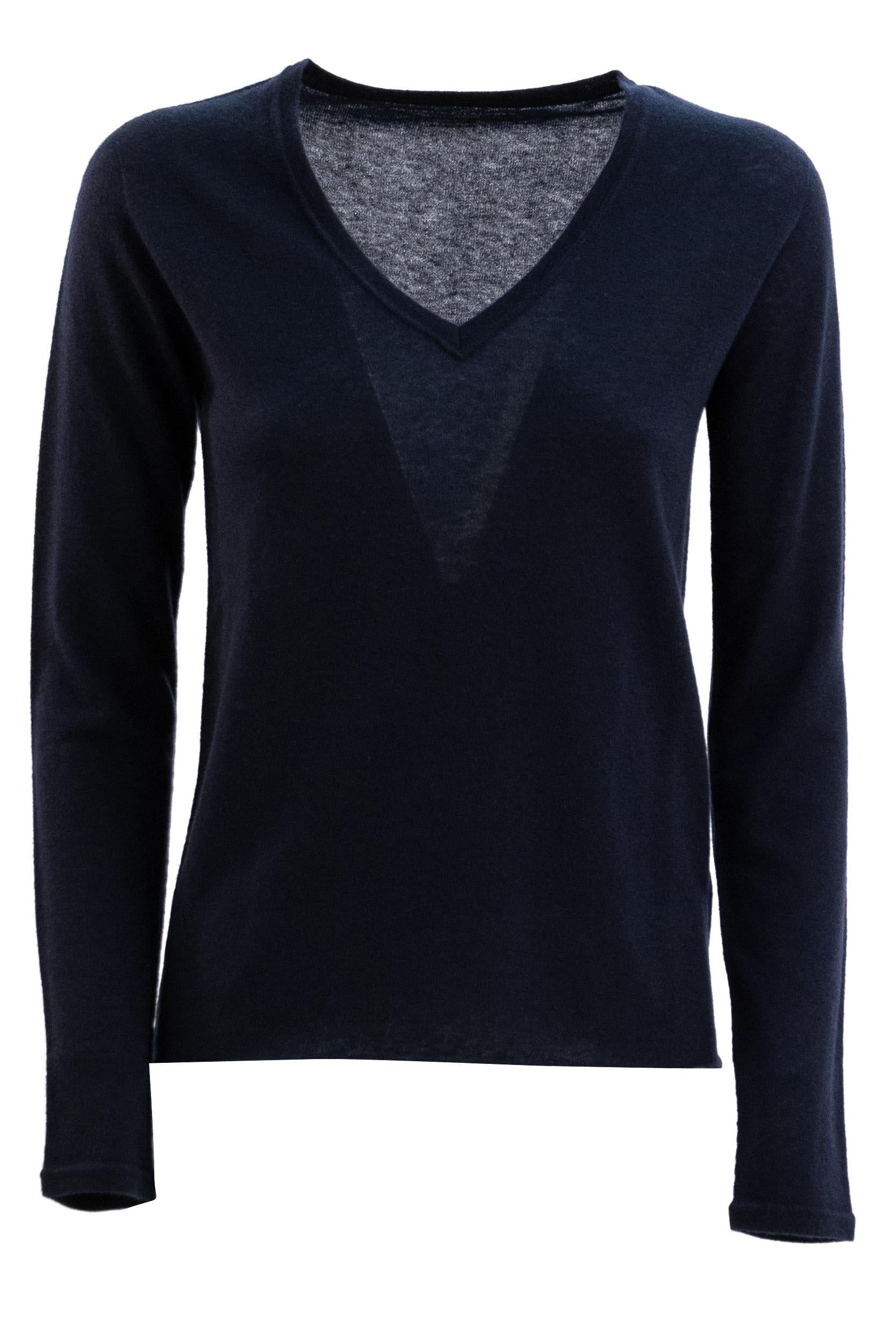 Pullover in cashmere di colore blu<BR/> H25M251-FPU671 003 MAJESTIC 