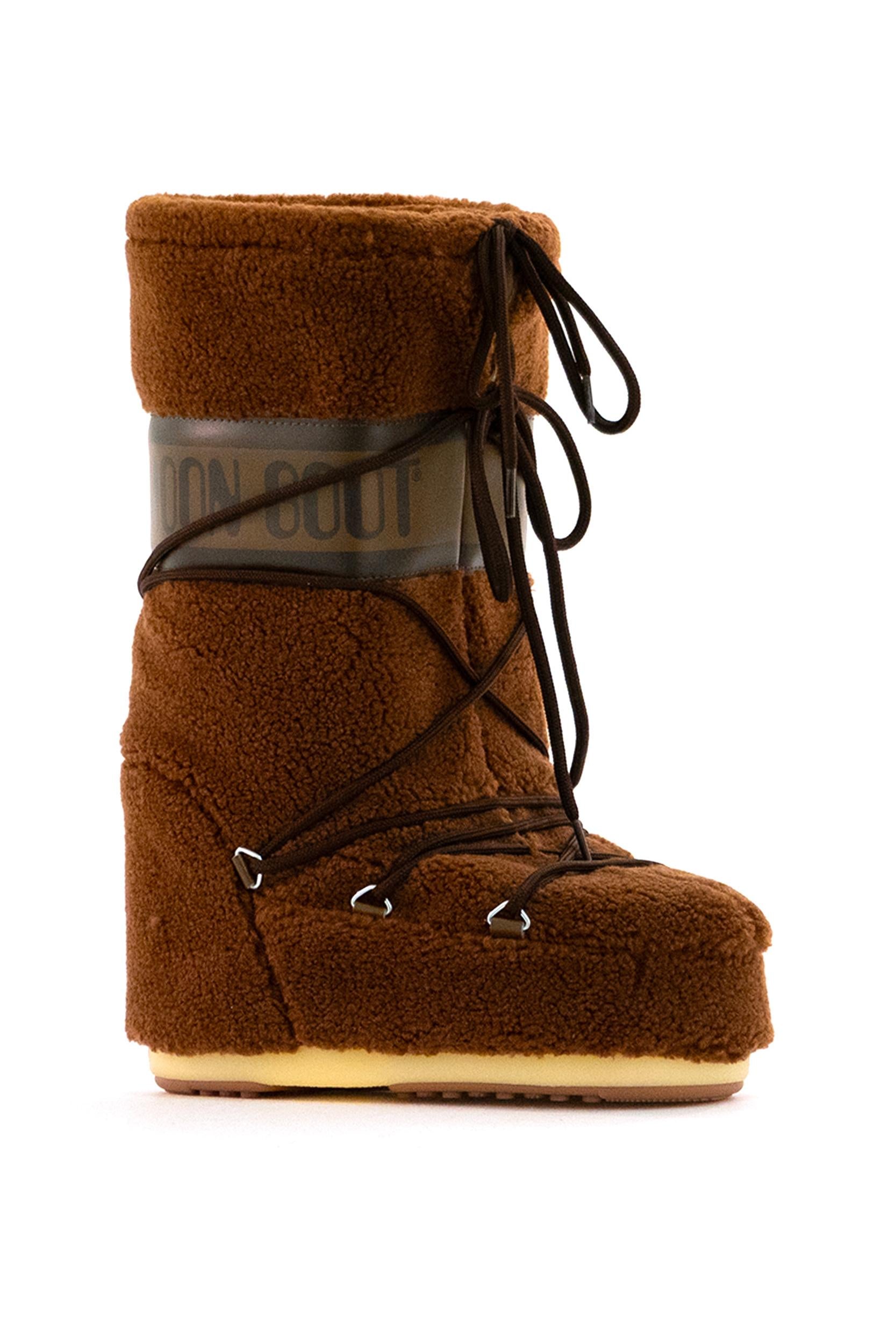 Stivali da neve Moon Boot Icon in tessuto teddy color marrone<BR/> 80D1403080 M004 MOON BOOT 