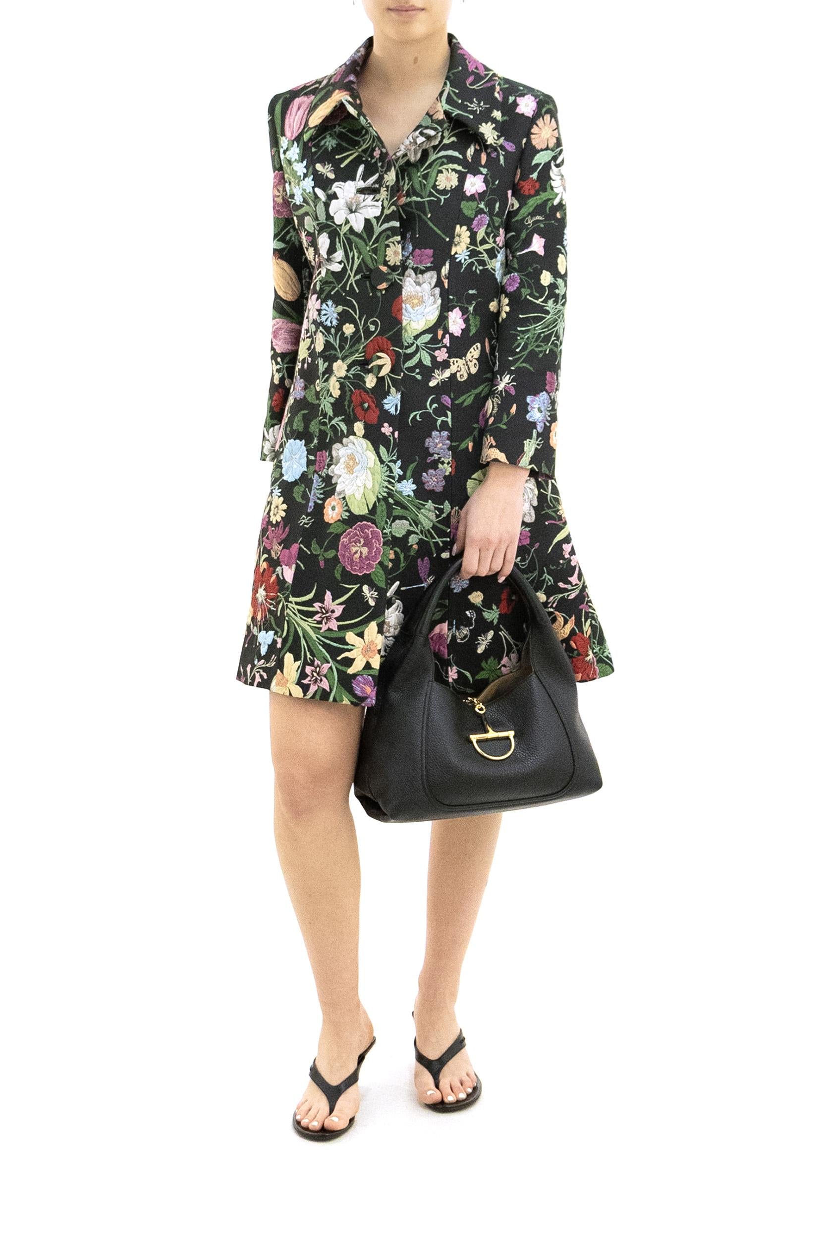 Cappotto in broccato di seta multicolore Gucci Flora<BR/> 864604 ZAUUP 1287 GUCCI 