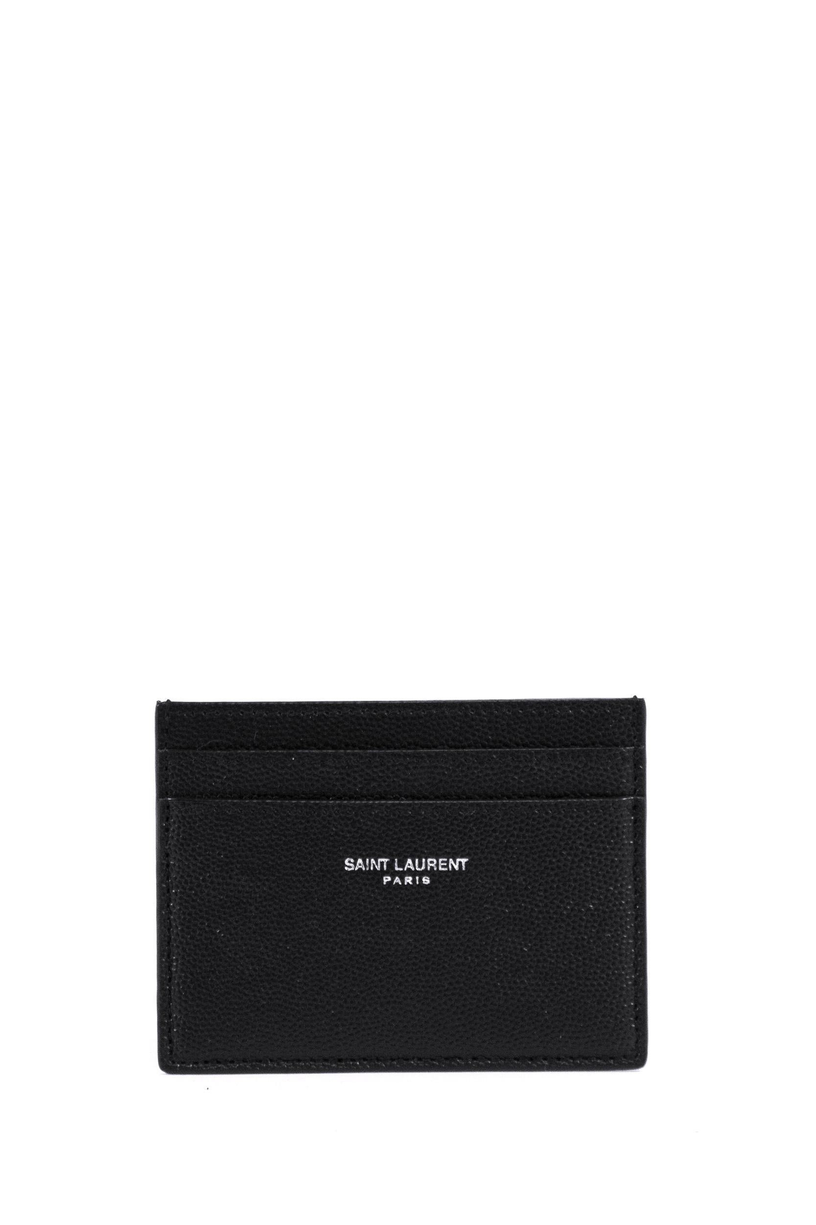 Porta carte di credito nero pelle a texture 375946 BTY0N 1000 SAINT LAURENT 