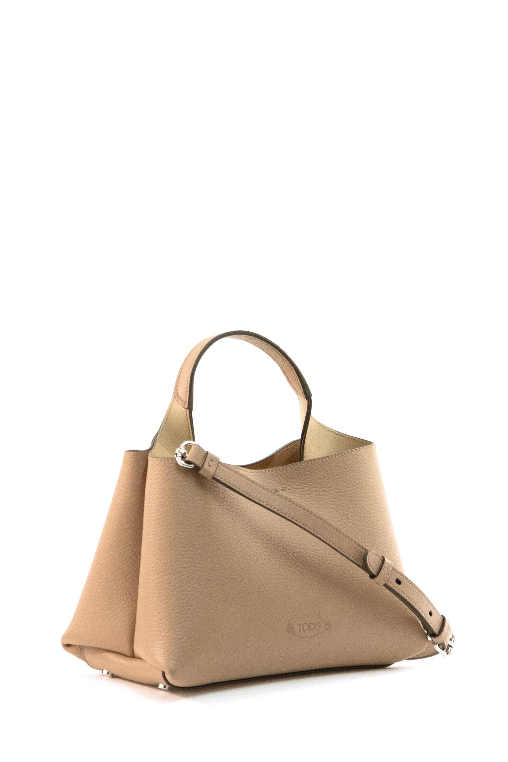 Borsa a mano in pelle martellata di colore beige XBWAPAEL000QRI 4L62 TOD'S 