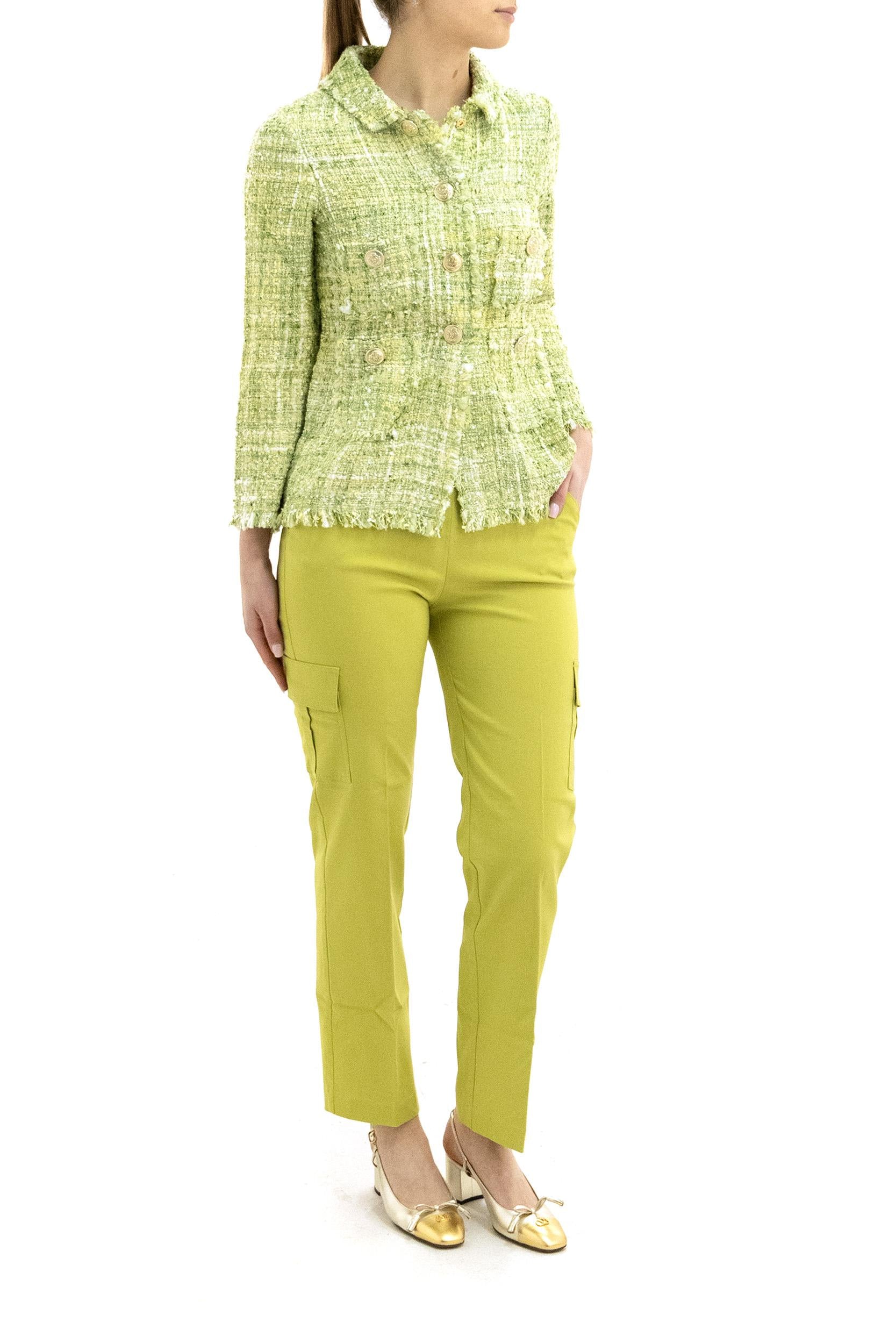 Giacca in Tweed di Cotone e Viscosa<BR/> 7689/00 VERDE CHARLOTT 