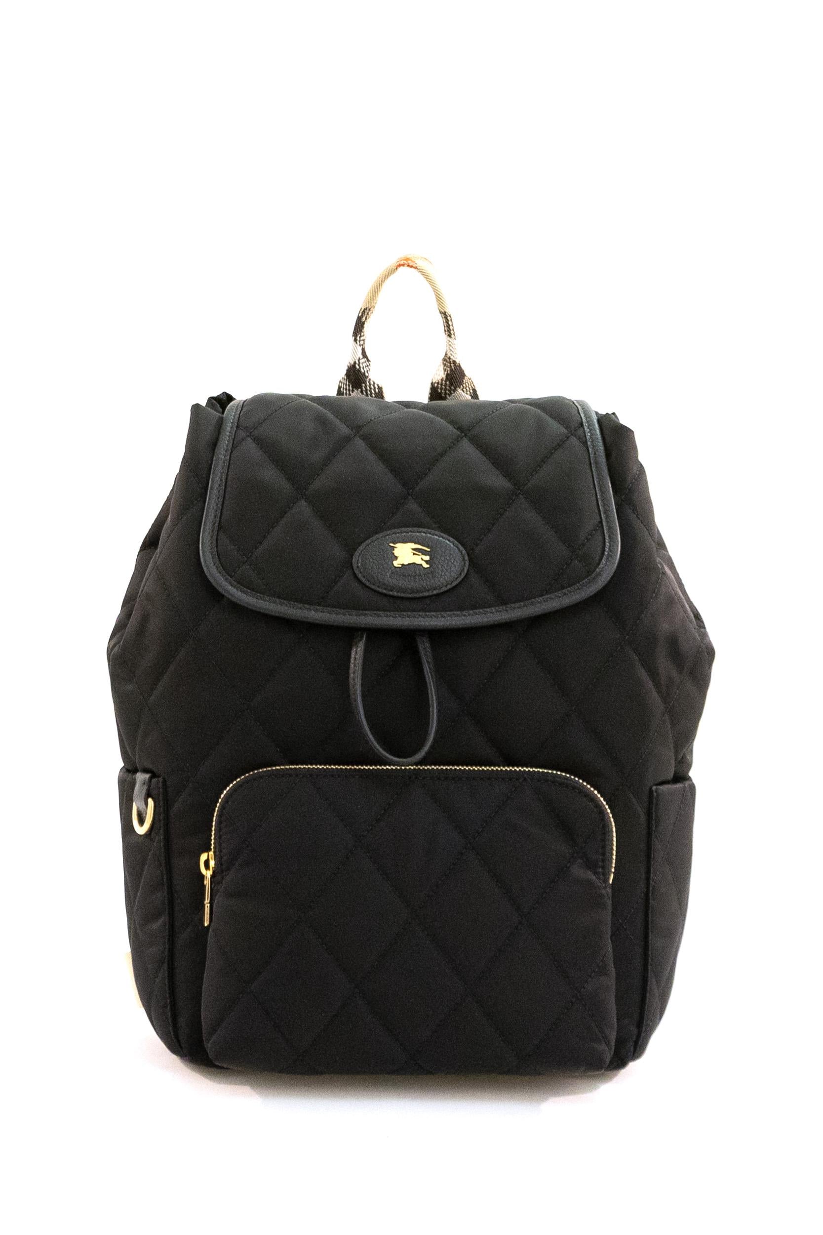 Zaino Horseshoe in nylon trapuntato color nero<BR/> 8114394 BLACK BURBERRY 