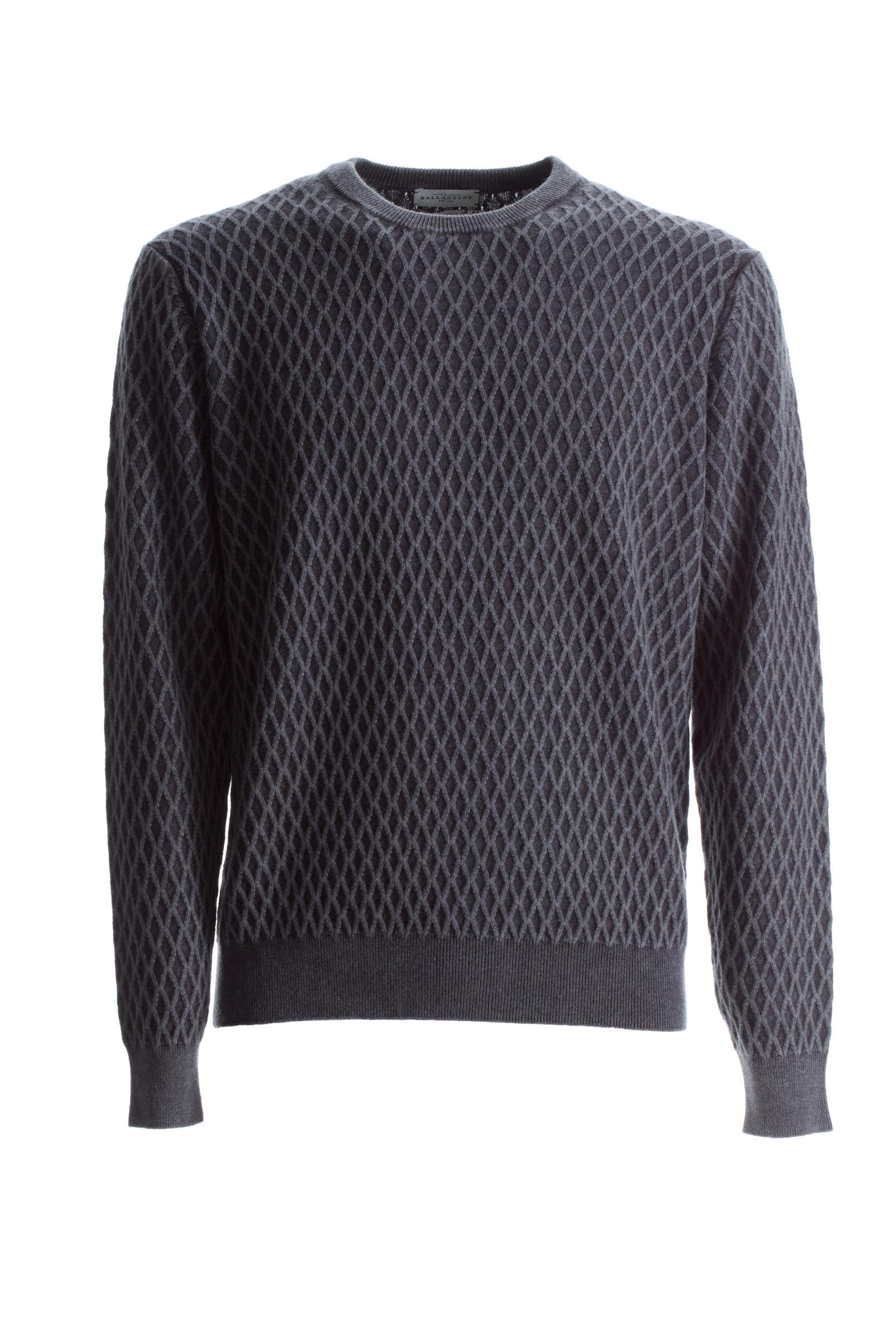 Pullover Girocollo con Motivo a Rombi in Lana e Cashmere<BR/> R2P000 12W45 15257 BALLANTYNE 