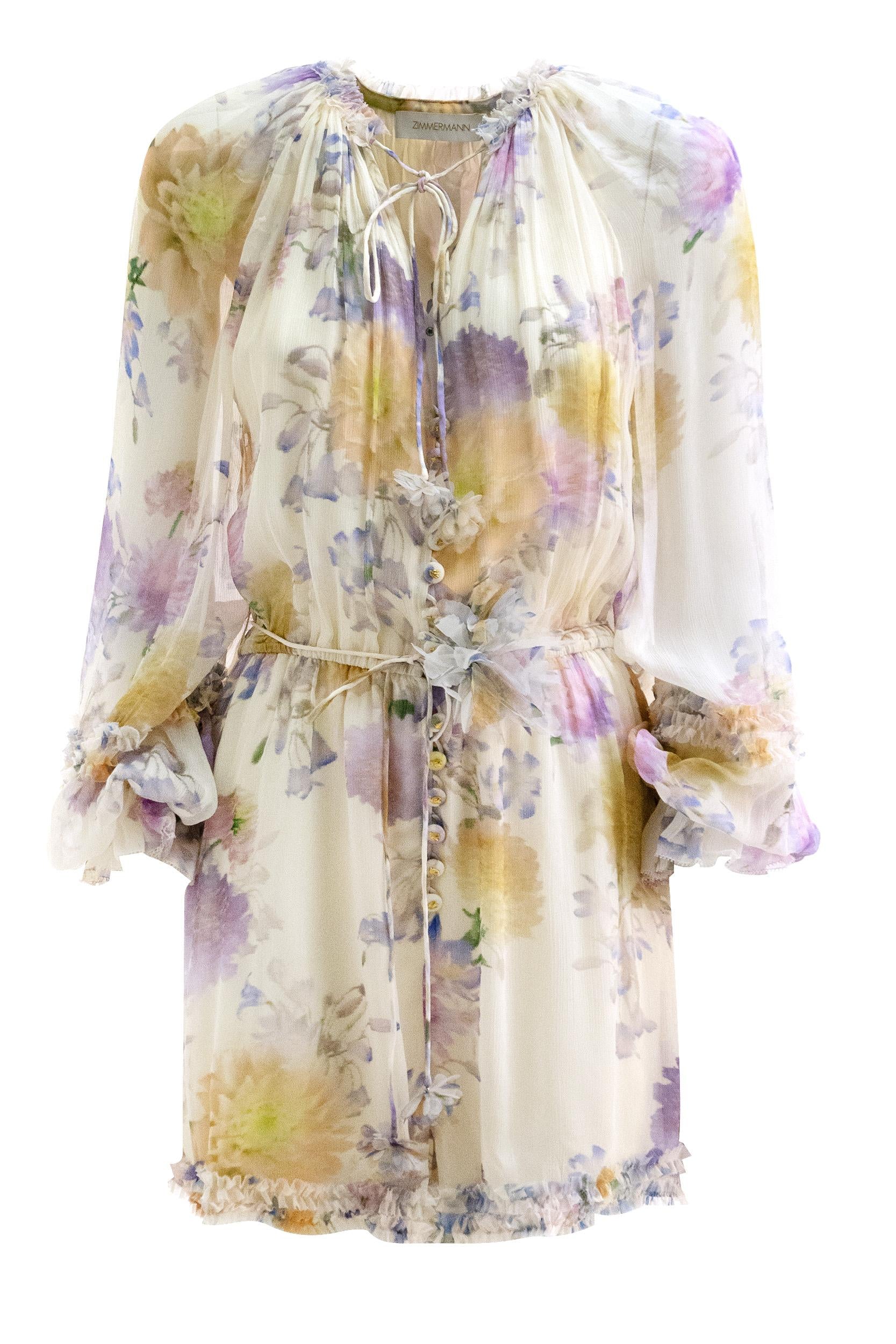 Tuta Luna color avorio con stampa floreale multicolore<BR/> 8154YS261 CREAM ZIMMERMANN 
