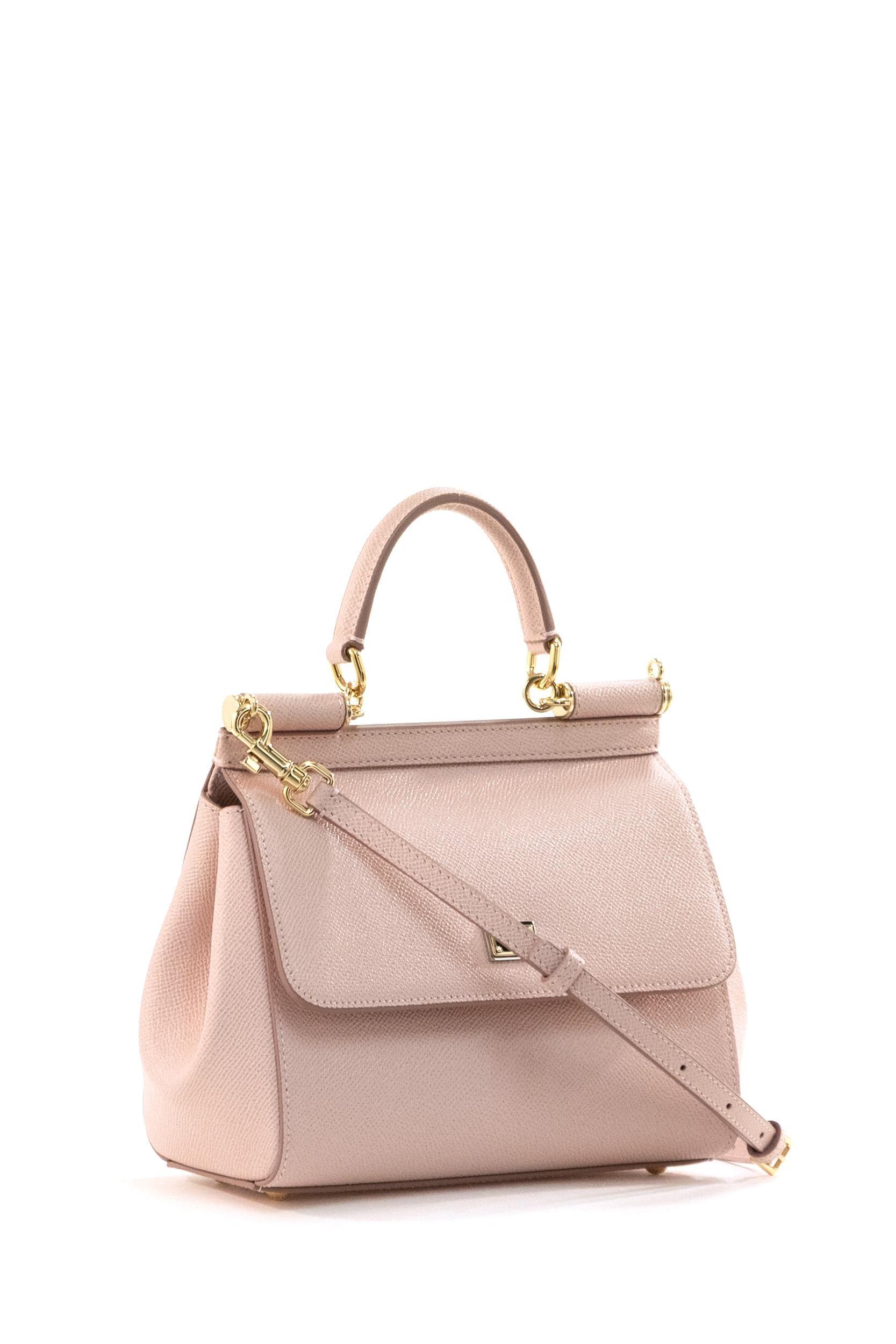 Borsa Sicily a mano piccola in pelle Dauphine di colore rosa<BR/> BB6003 B1001 8H402 DOLCE & GABBANA 