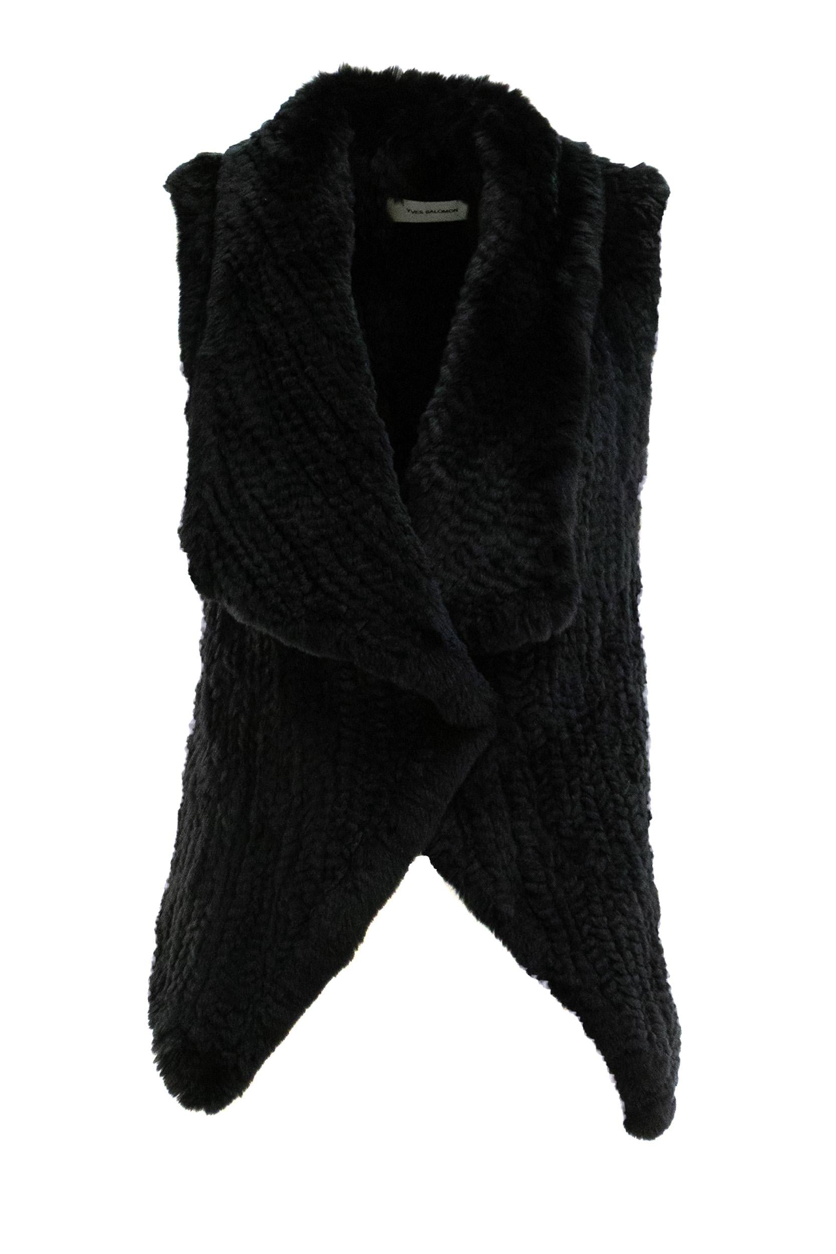 YVES SALOMON Gilet in coniglio color nero<BR/> 26WAG30850KREX C99 YVES SALOMON 