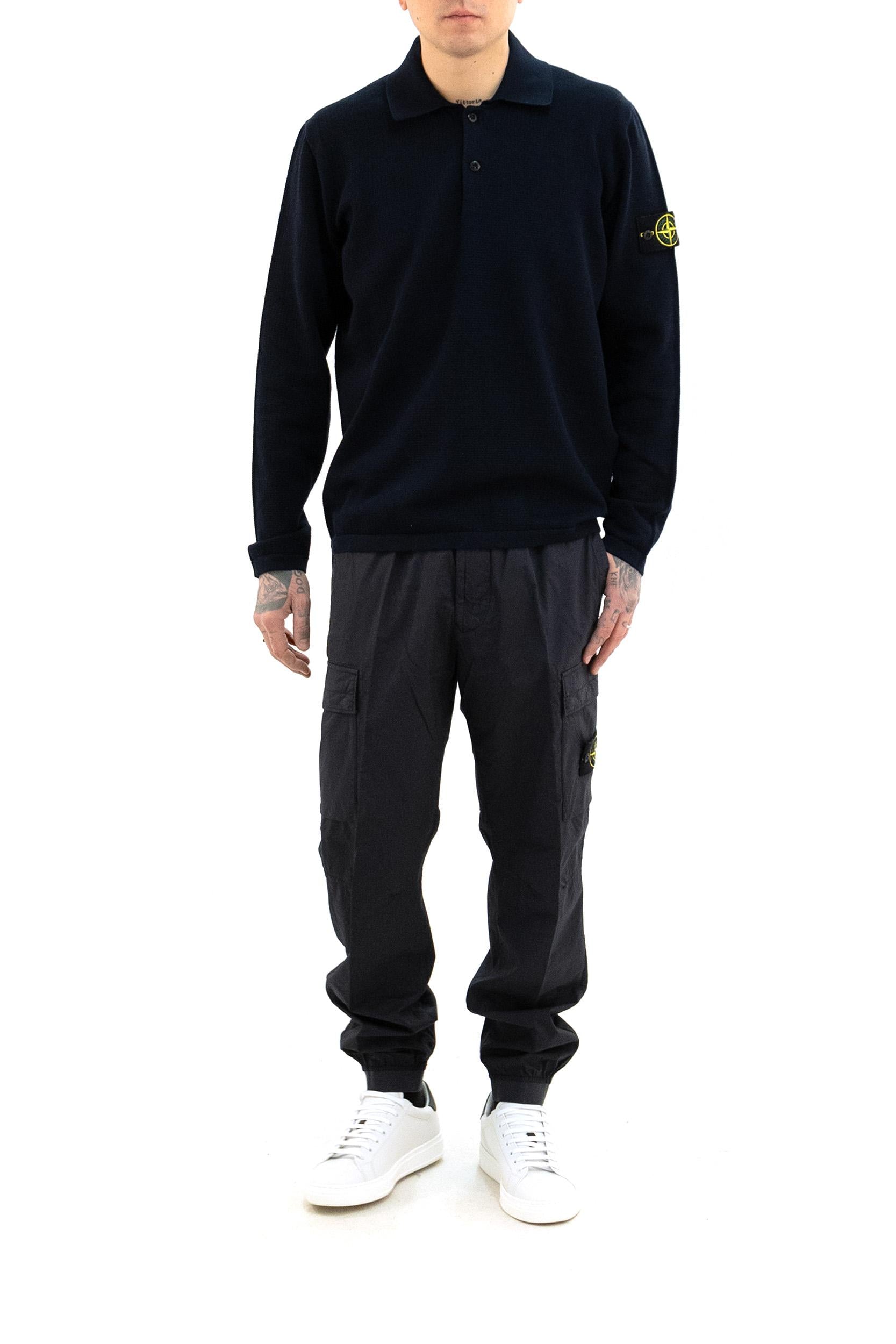 Polo a Maniche Lunghe in Cotone<BR/> L1S155100024 S01B2 V0020 STONE ISLAND 