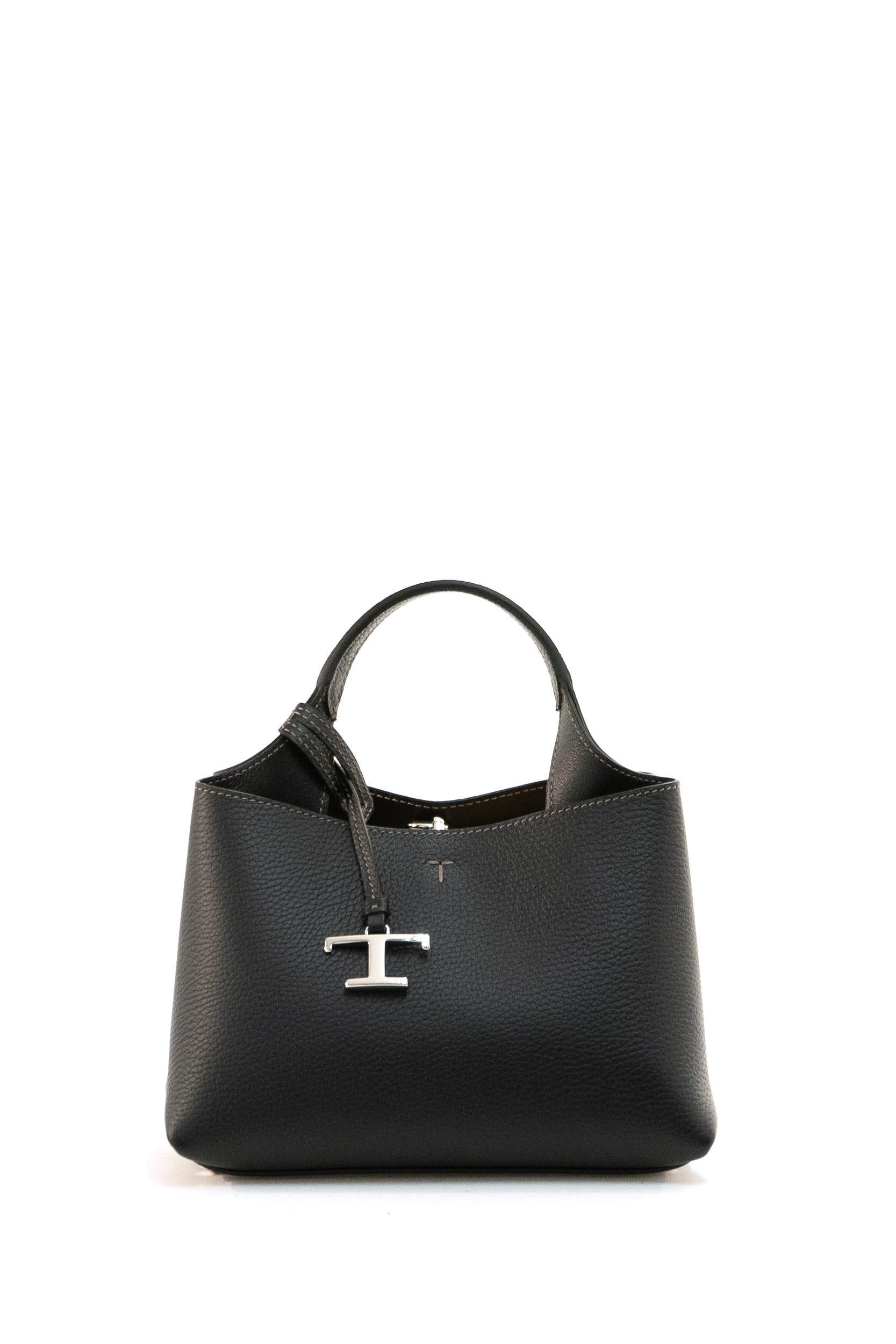 Borsa a mano in pelle martellata di colore nero<BR/> XBWAPAEL000QRI B999 TOD'S 