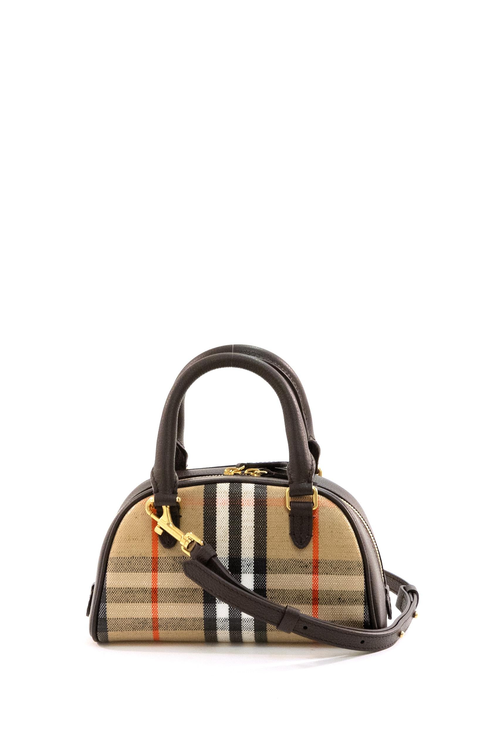Borsa bowling Highlands mini? in tessuto Check <BR/> 8115281 SAND BURBERRY 