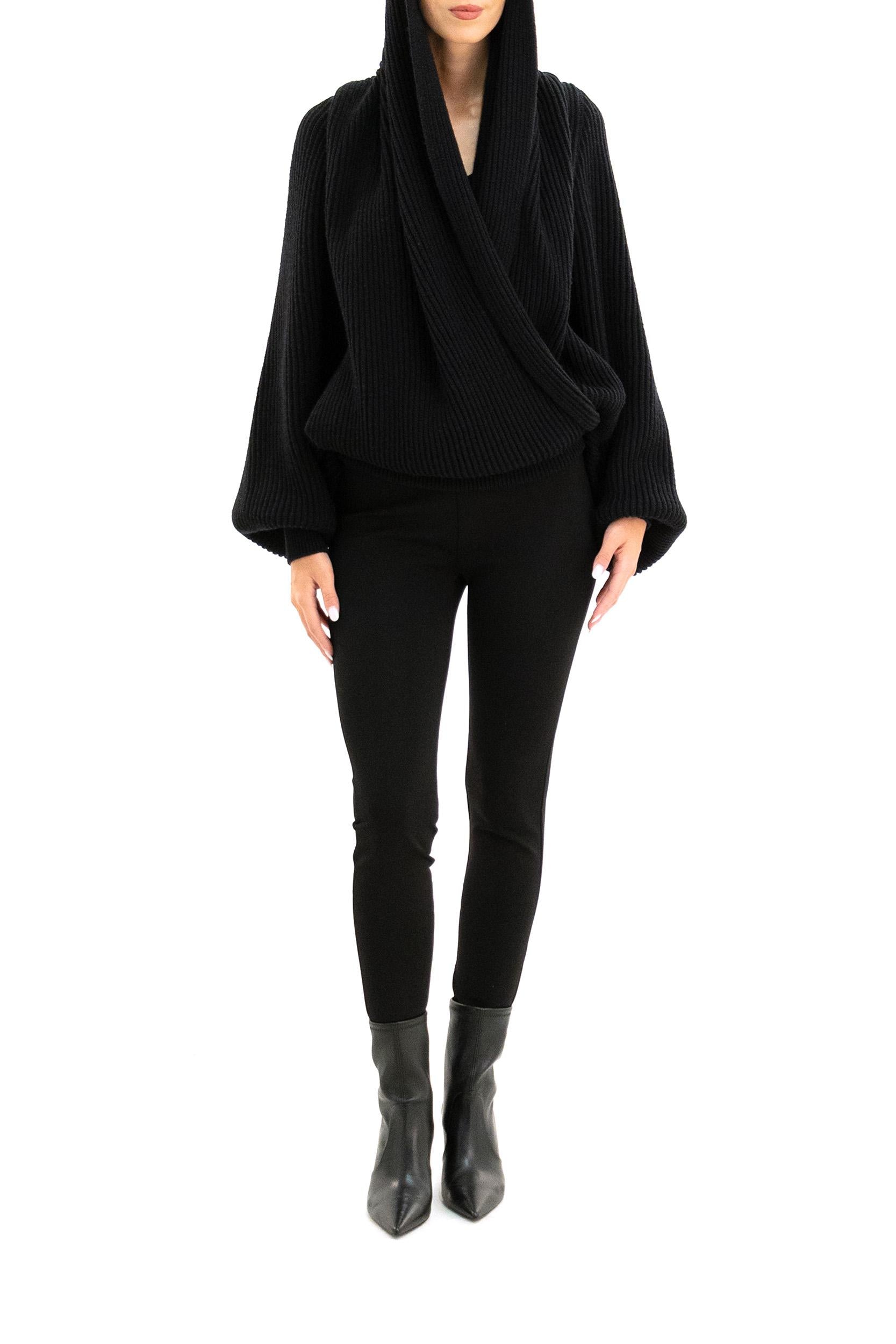pullover in lana a coste nero<BR/> FF0KJ055KJ01 0PA BALMAIN 