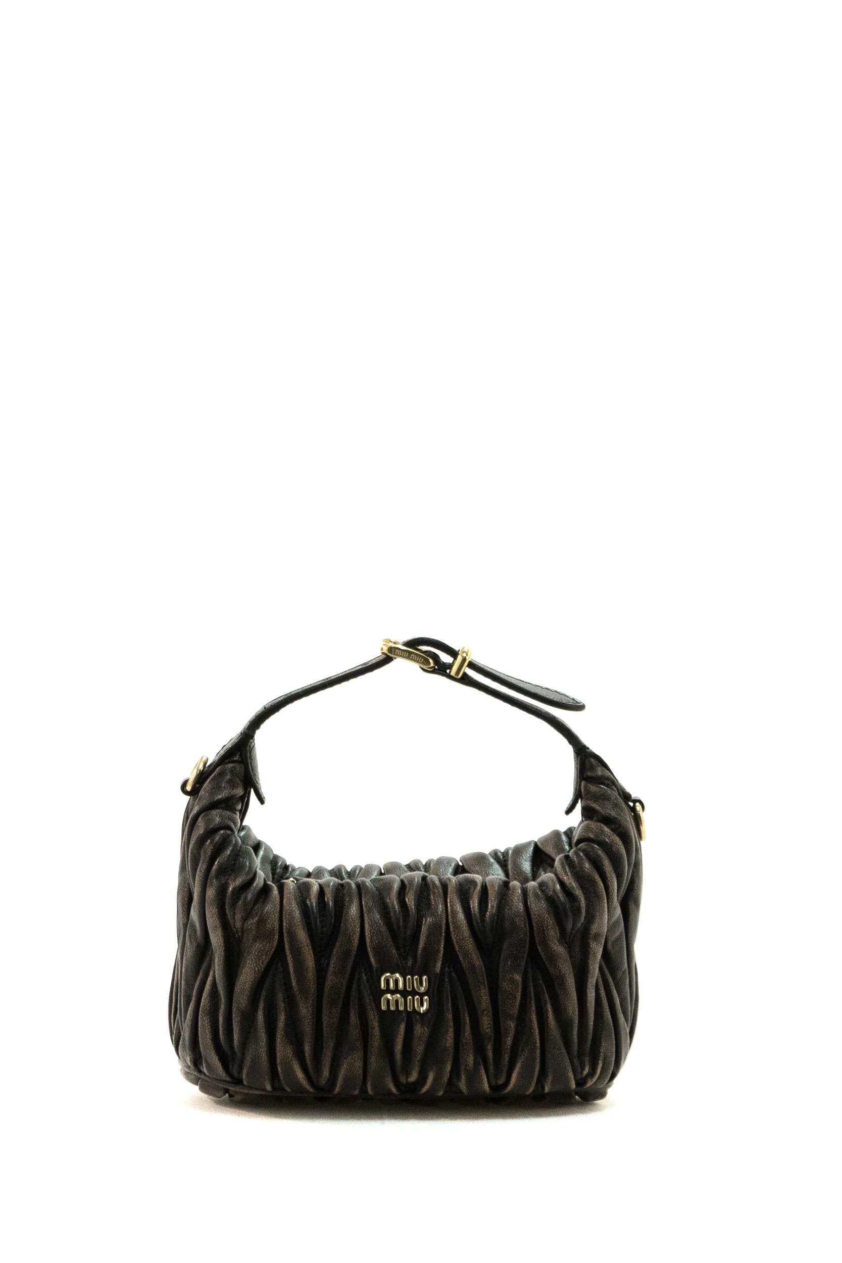 Pouch in nappa matelassé vintage color marrone<BR/> 5BP100 AF6Q F0201 MIU MIU 