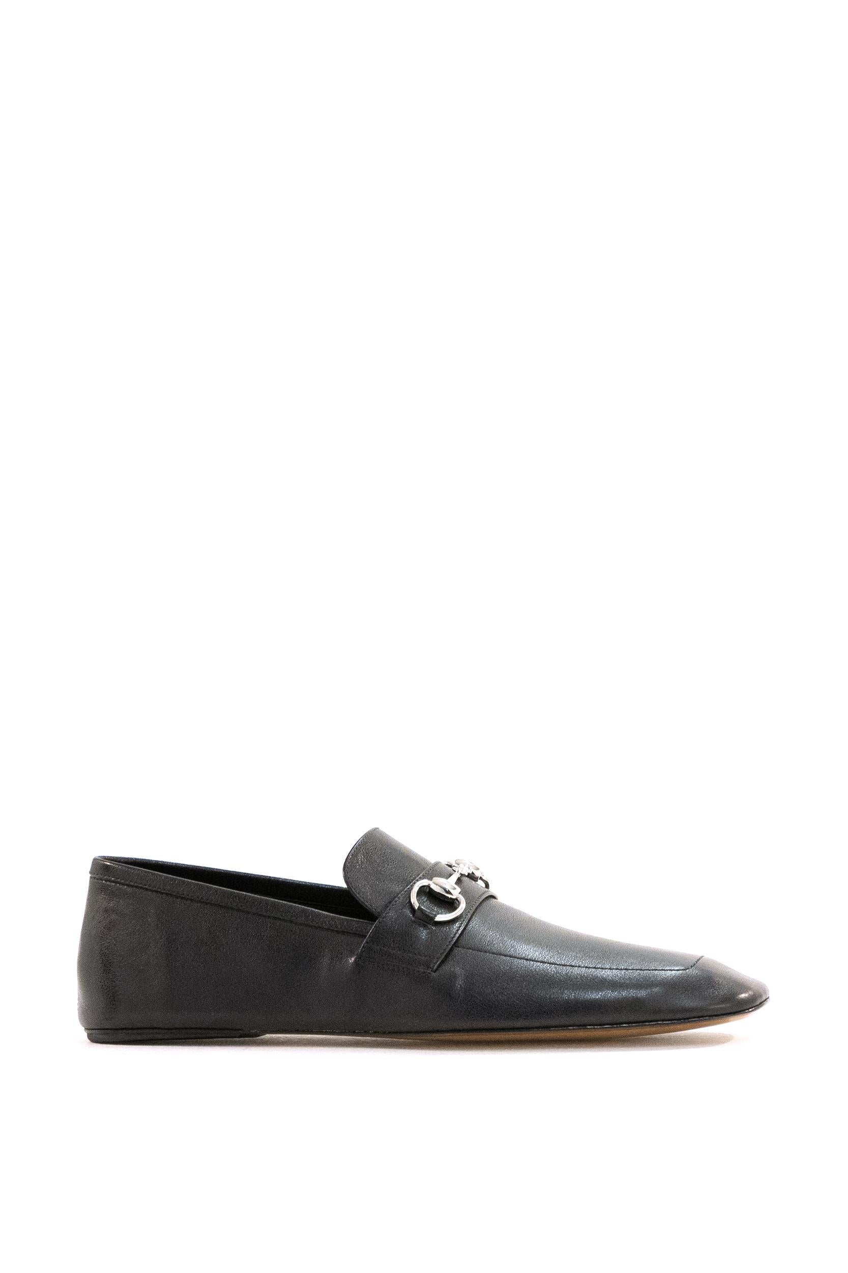 Mocassini Ragazzo in pelle di colore nero<BR/> 867507 AAGEH 1000 GUCCI 