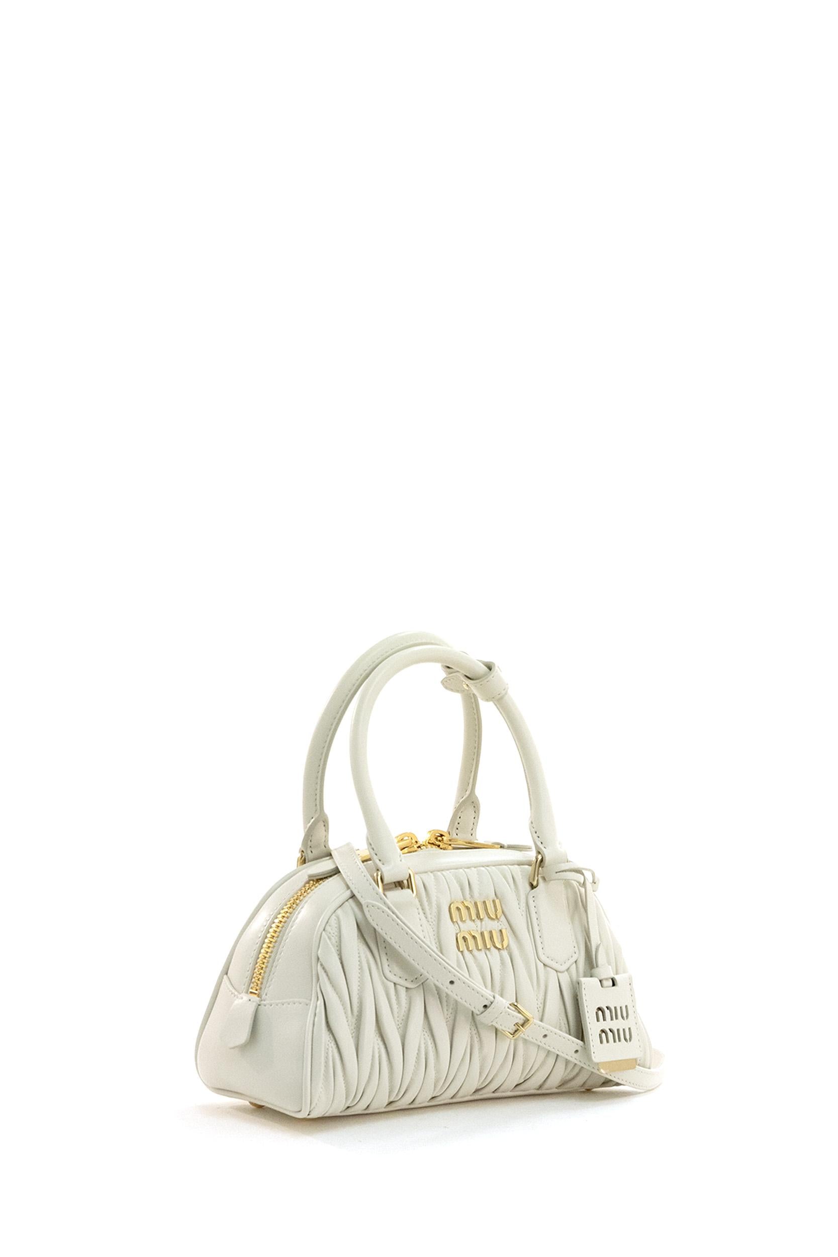 Borsa Arcadie in nappa matelassé di colore bianco<BR/> 5BB191 V OLO AN88 F0009 MIU MIU 