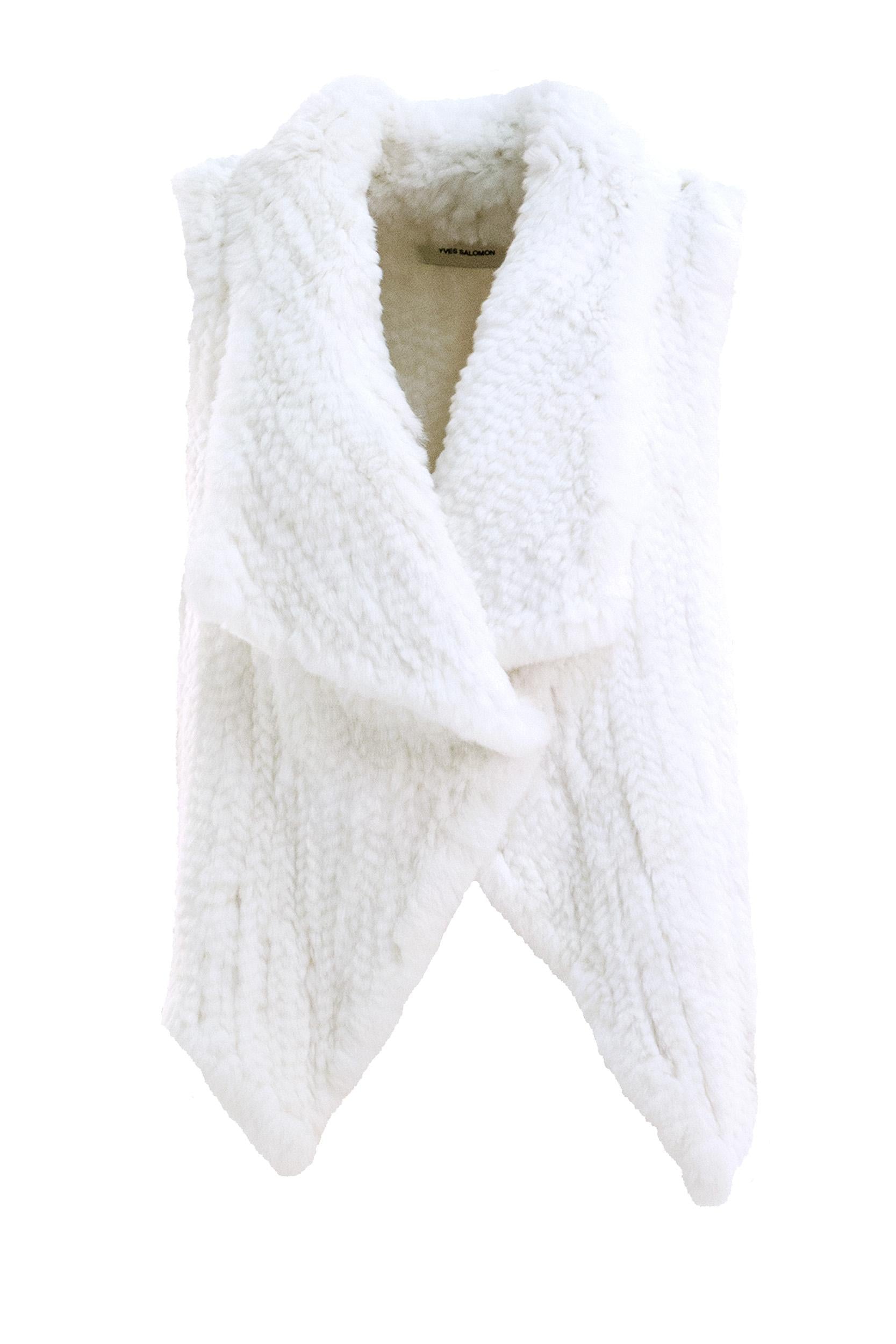 YVES SALOMON Gilet in coniglio color bianco<BR/> 26WAG30850KREX C10 YVES SALOMON 
