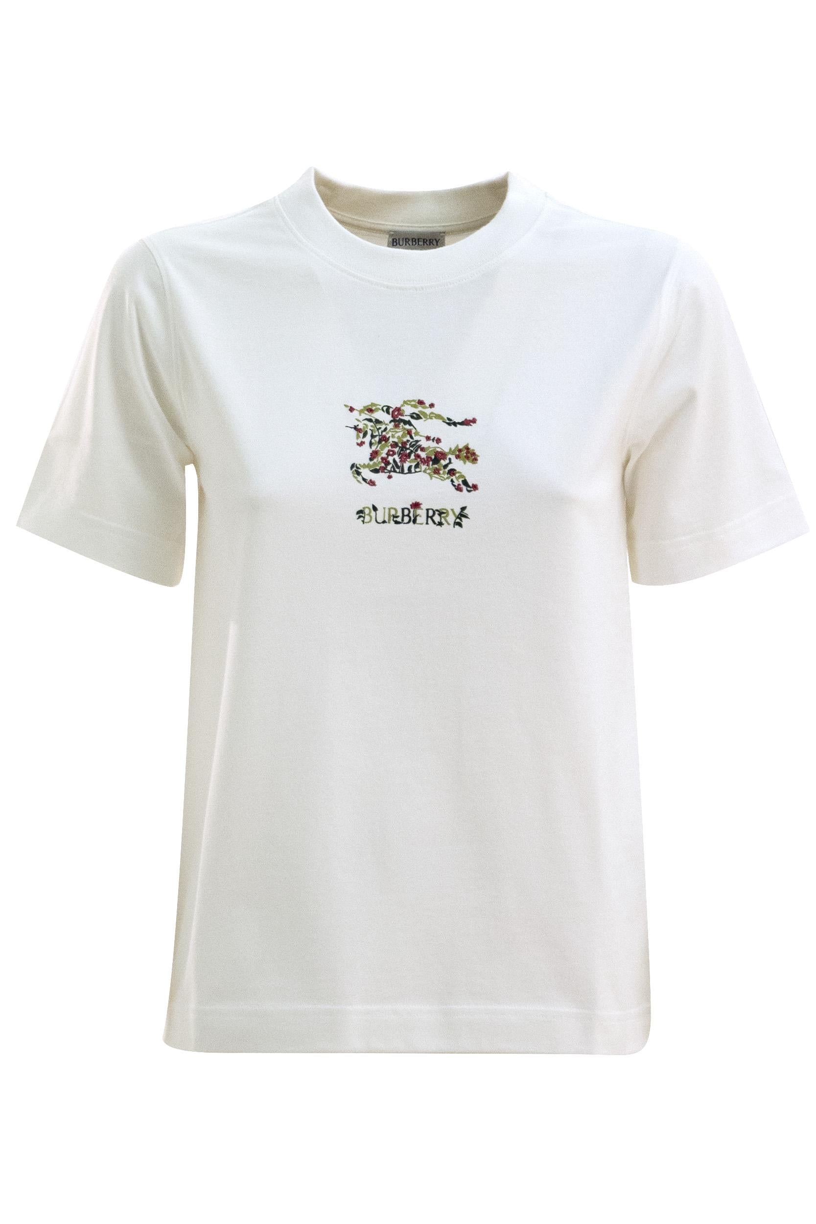 T-shirt in Cotone con Equestrian Knight<BR/> 8118964 CHALK BURBERRY 