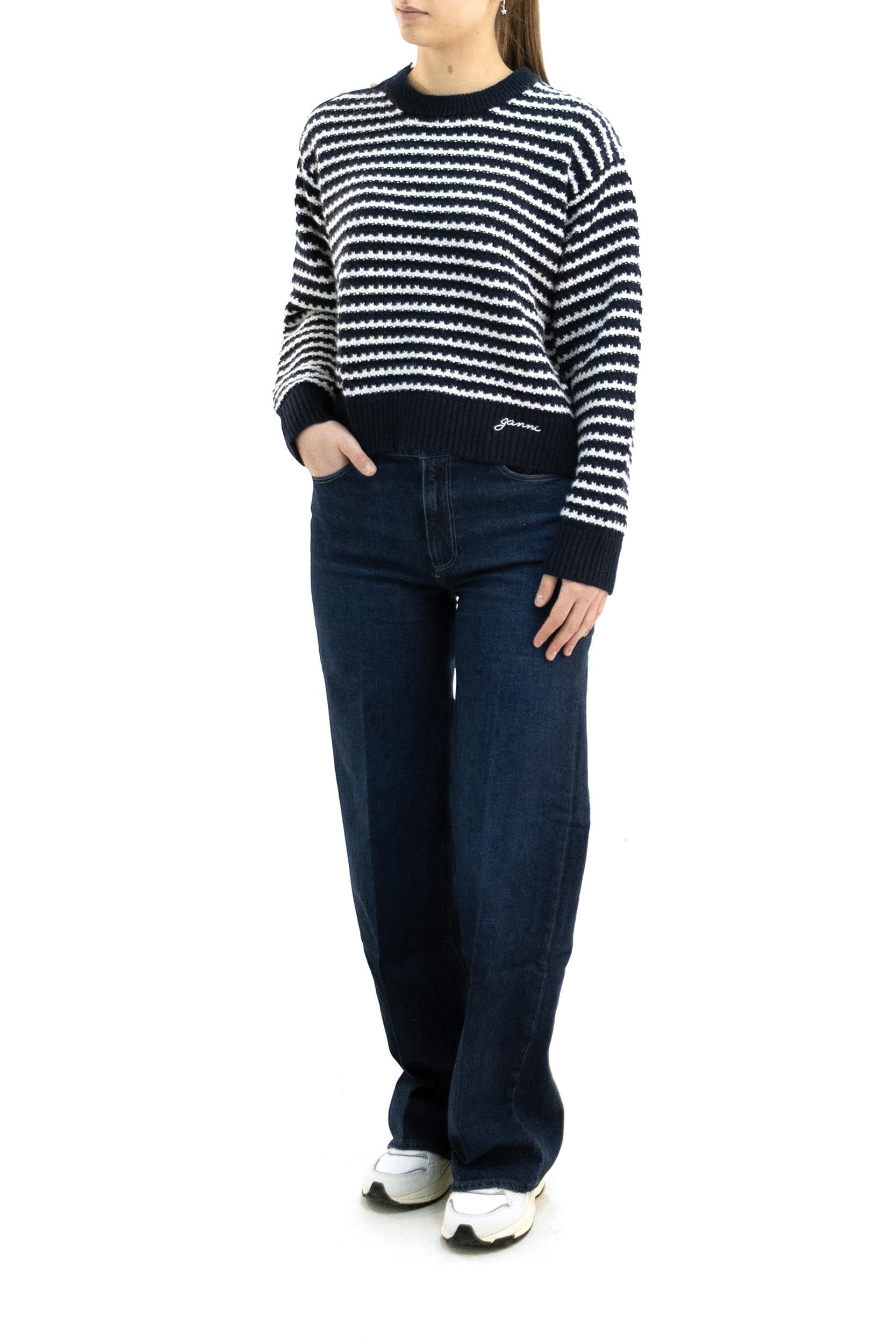 Pullover in lana di colore blu<BR/> K2550 683 GANNI 