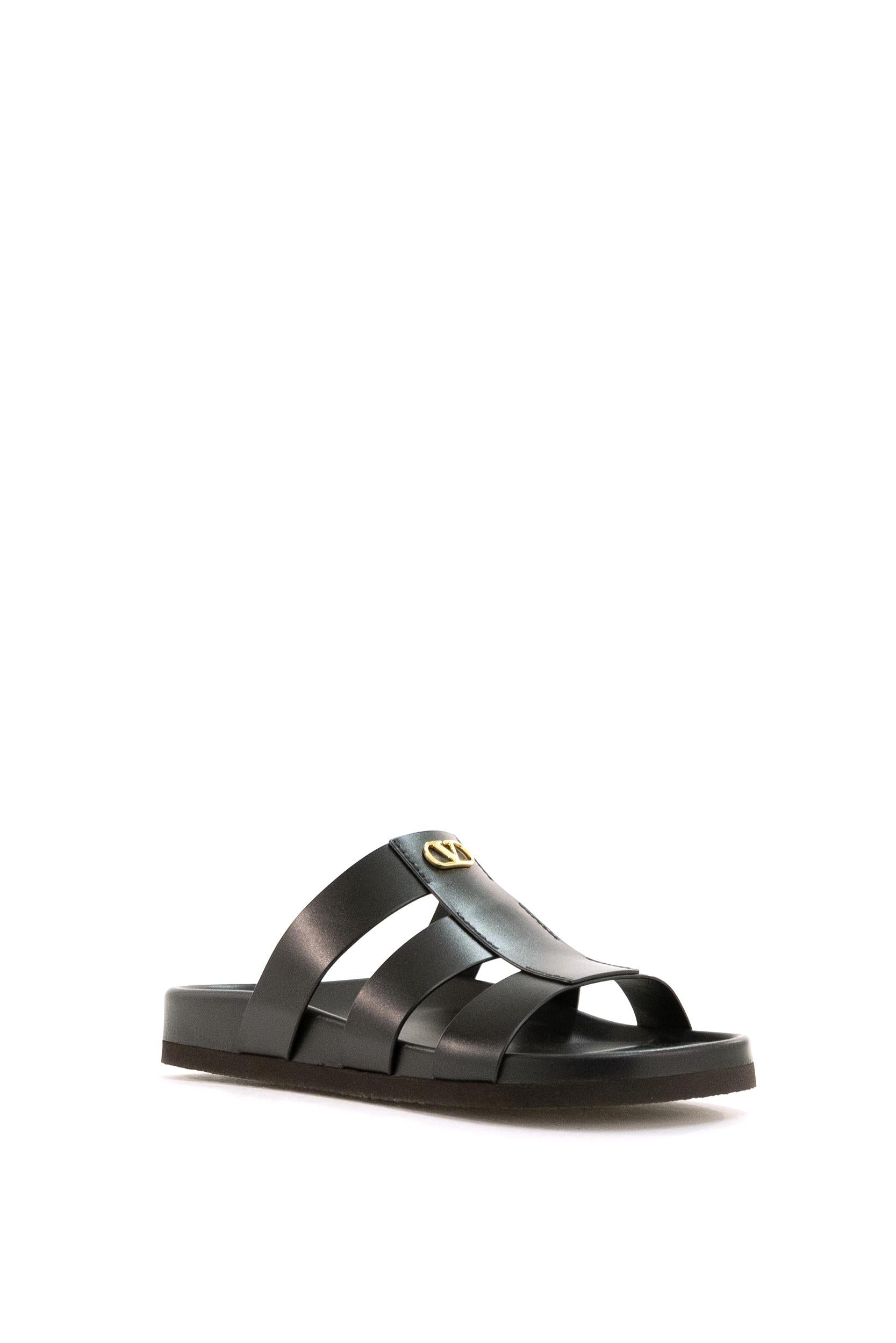 Sandali Slide Studshield in Pelle<BR/> 8Y2S0M95BEK 0NO VALENTINO GARAVANI 