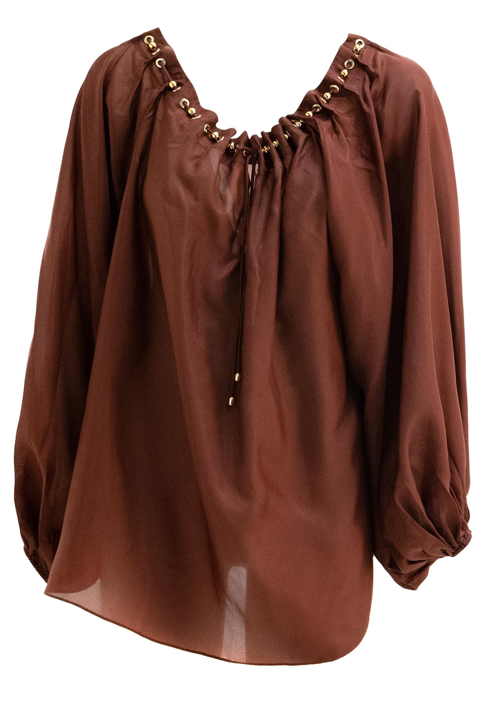 Blusa Aster in seta color bordeaux<BR/> 8428TSS261 MERLOT ZIMMERMANN 