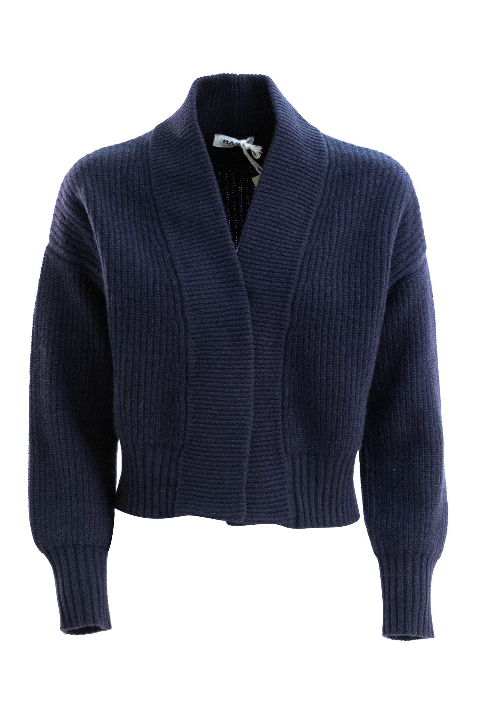 Cardigan in lana di colore blu<BR/> B2053 602 852 BASE 