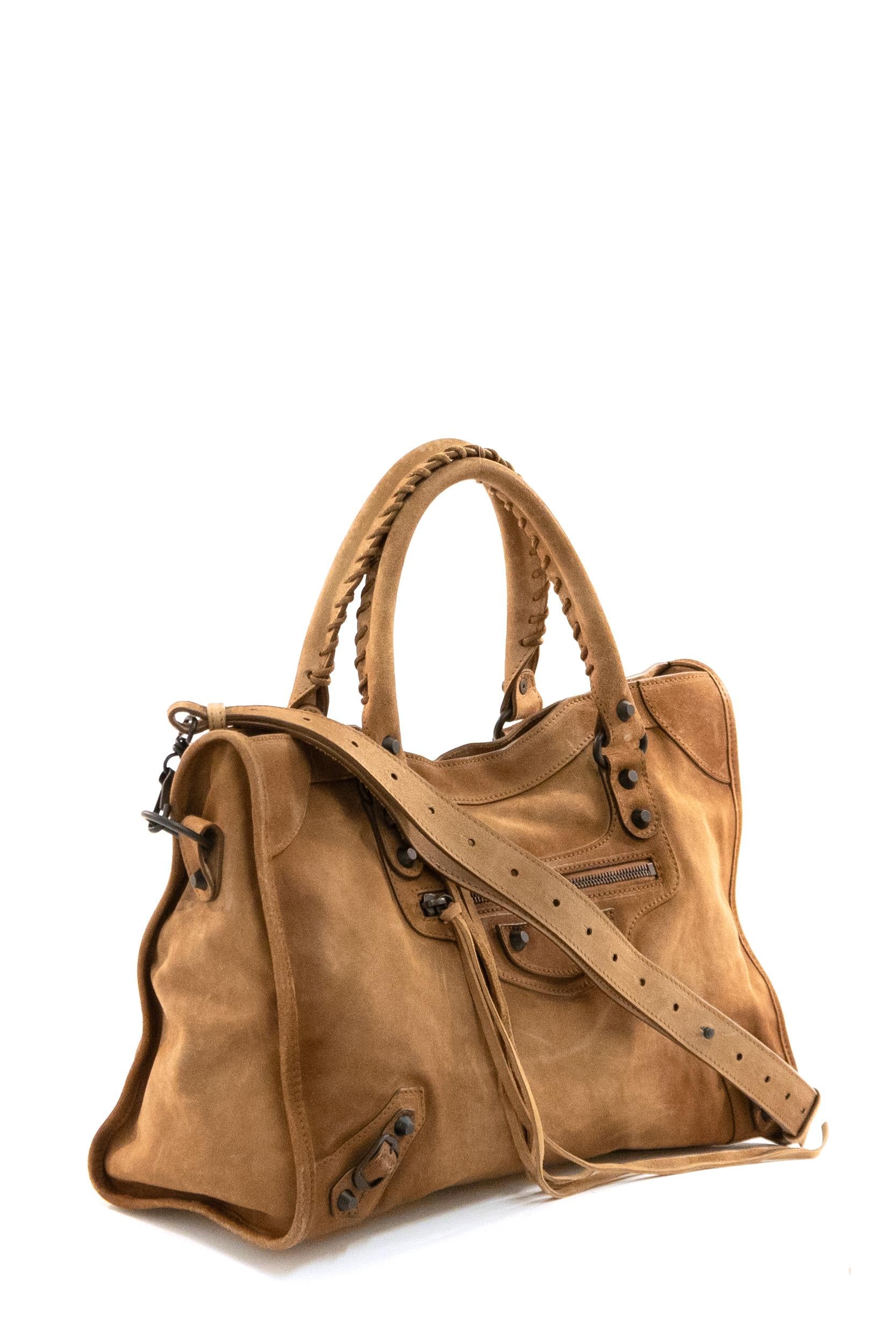 Borsa City in suede color marrone <BR/> 823058 2AB2A 2533 BALENCIAGA 