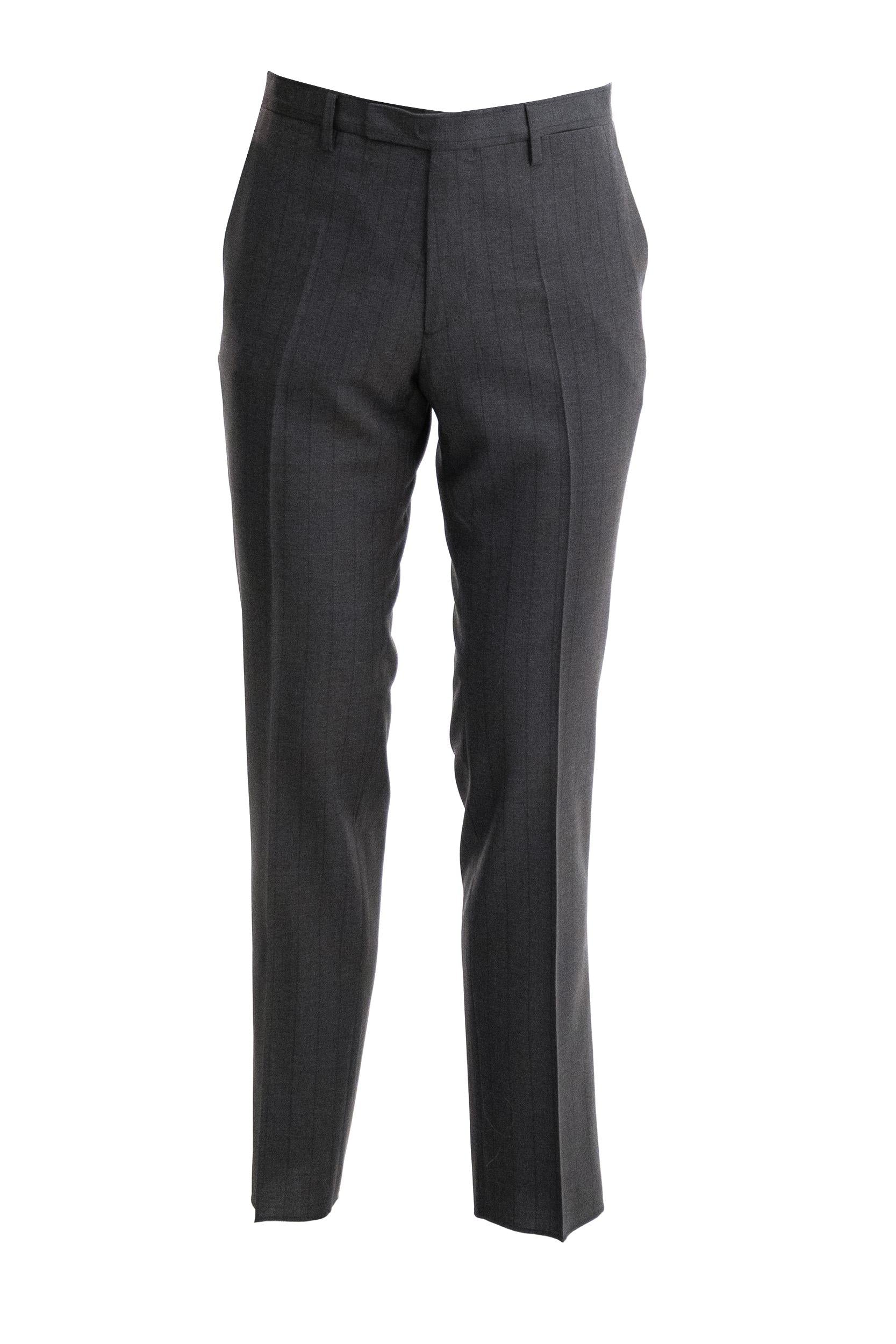 Abito monopetto gessato in lana di colore grigio<BR/> Y12C2A FB5116 0870 BOGLIOLI 