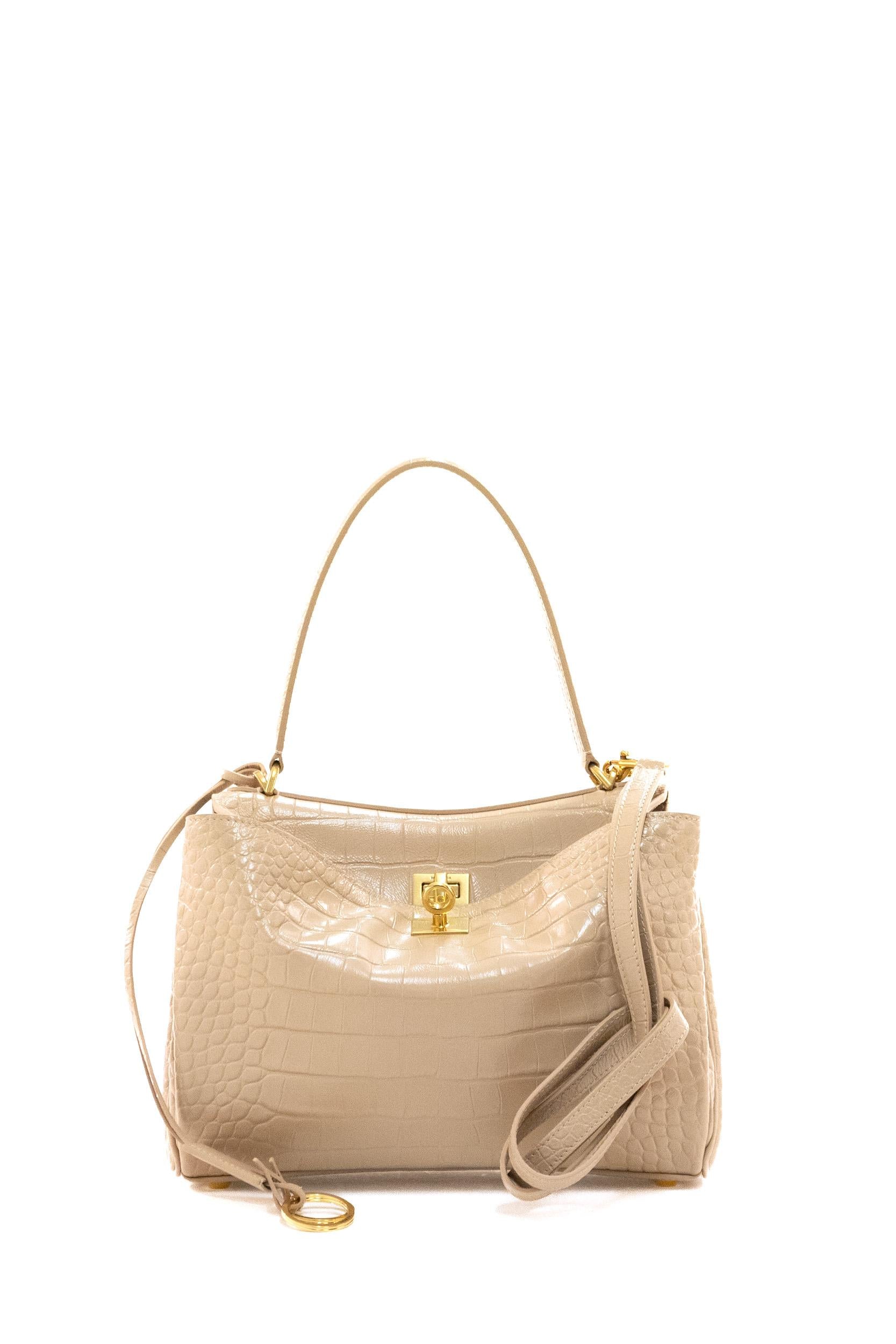 Borsa Rodeo Piccola in pelle stampa cocco colore beige<BR/> 789779 2AA5L 2758 BALENCIAGA 