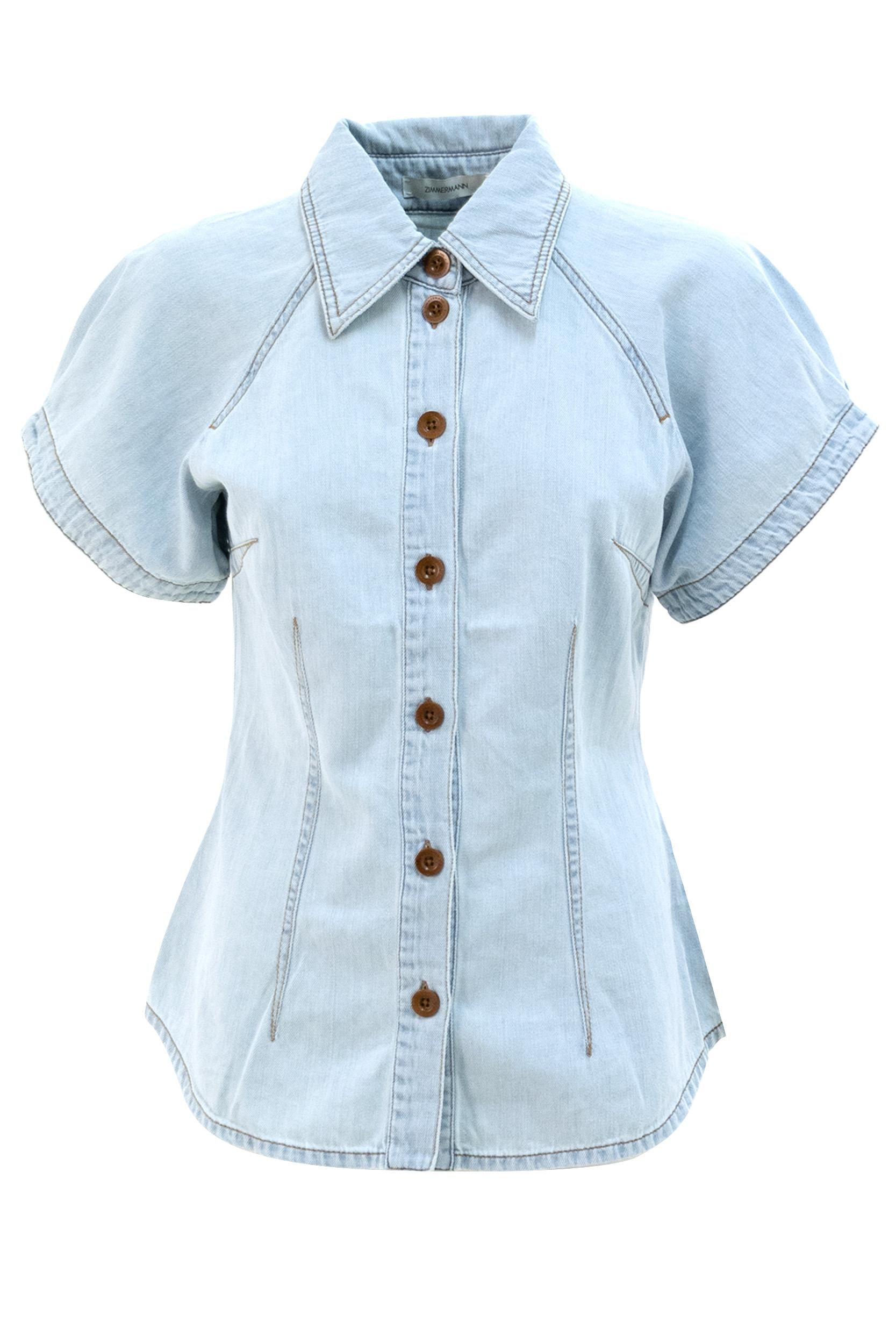 Camicia in denim di cotone<BR/> 1232TRS253 TALLOW DENIM ZIMMERMANN 