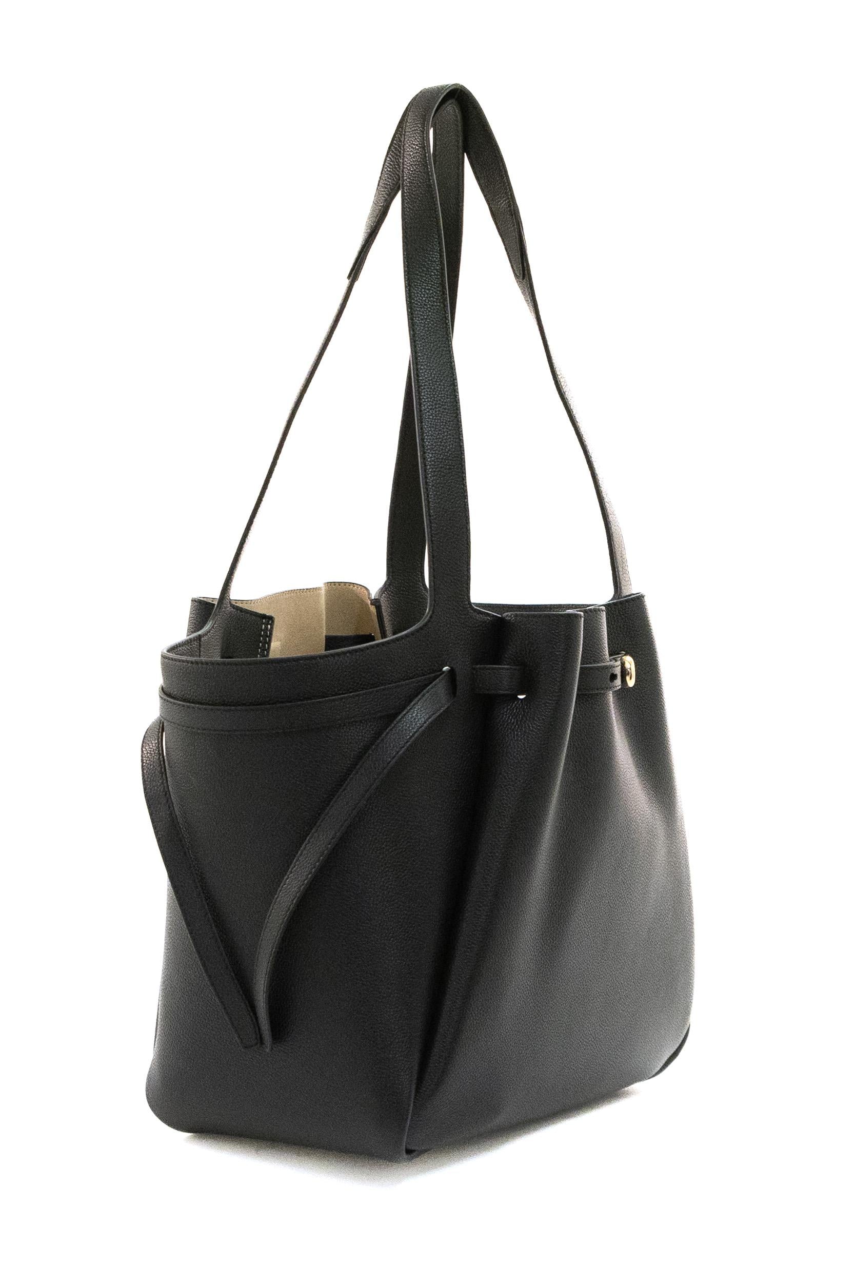 Borsa Romy shopping in pelle martellata di colore nero<BR/> 163388 001 TORY BURCH 