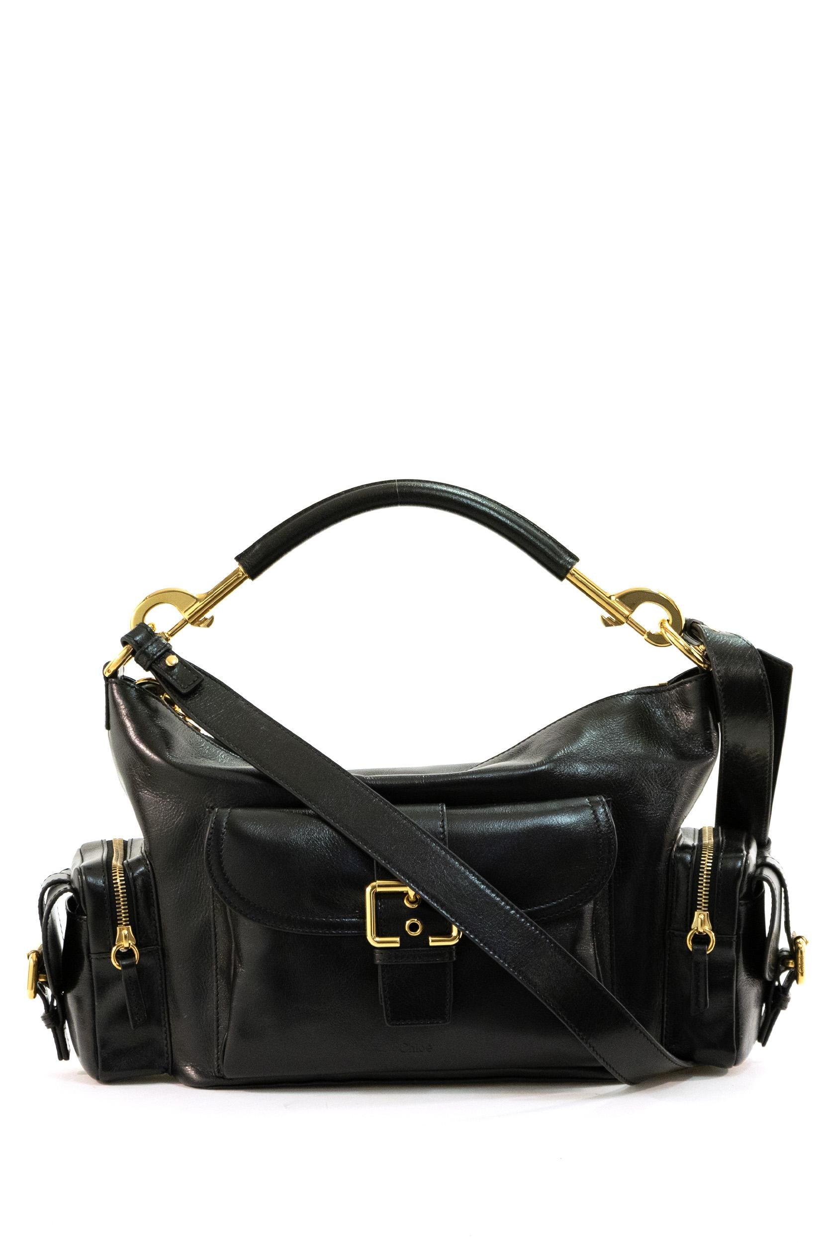 Camera Bag in pelle lucida color nero <BR/> C24AS533N83 001 CHLOE' 