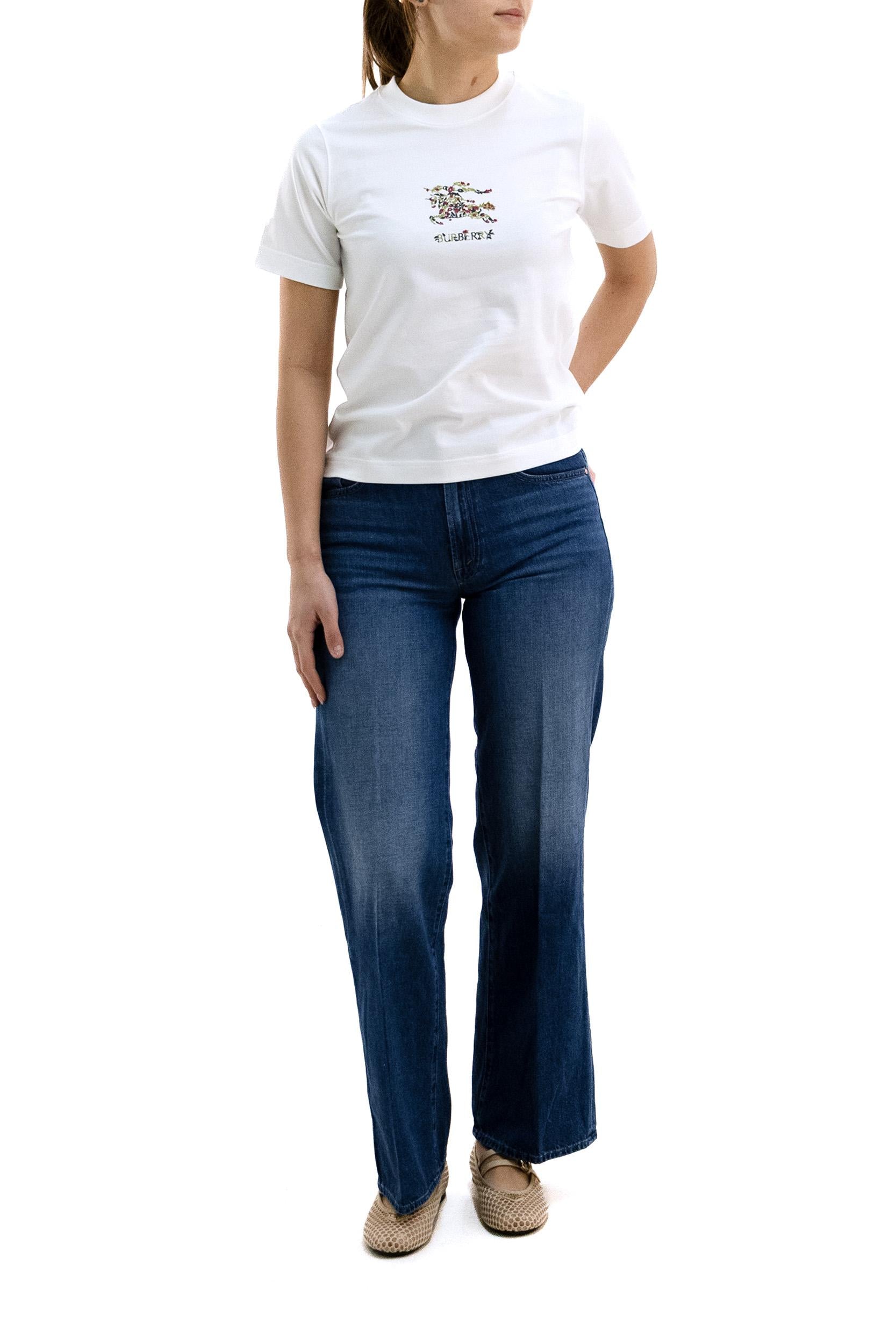 T-shirt in Cotone con Equestrian Knight<BR/> 8118964 CHALK BURBERRY 