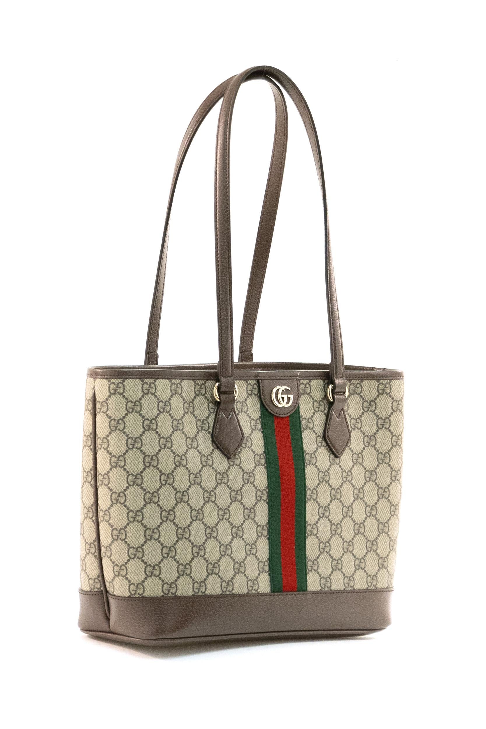 Borsa Ophidia in tessuto GG beige e marrone scuro<BR/> 836849 FAE0J 9867 GUCCI 