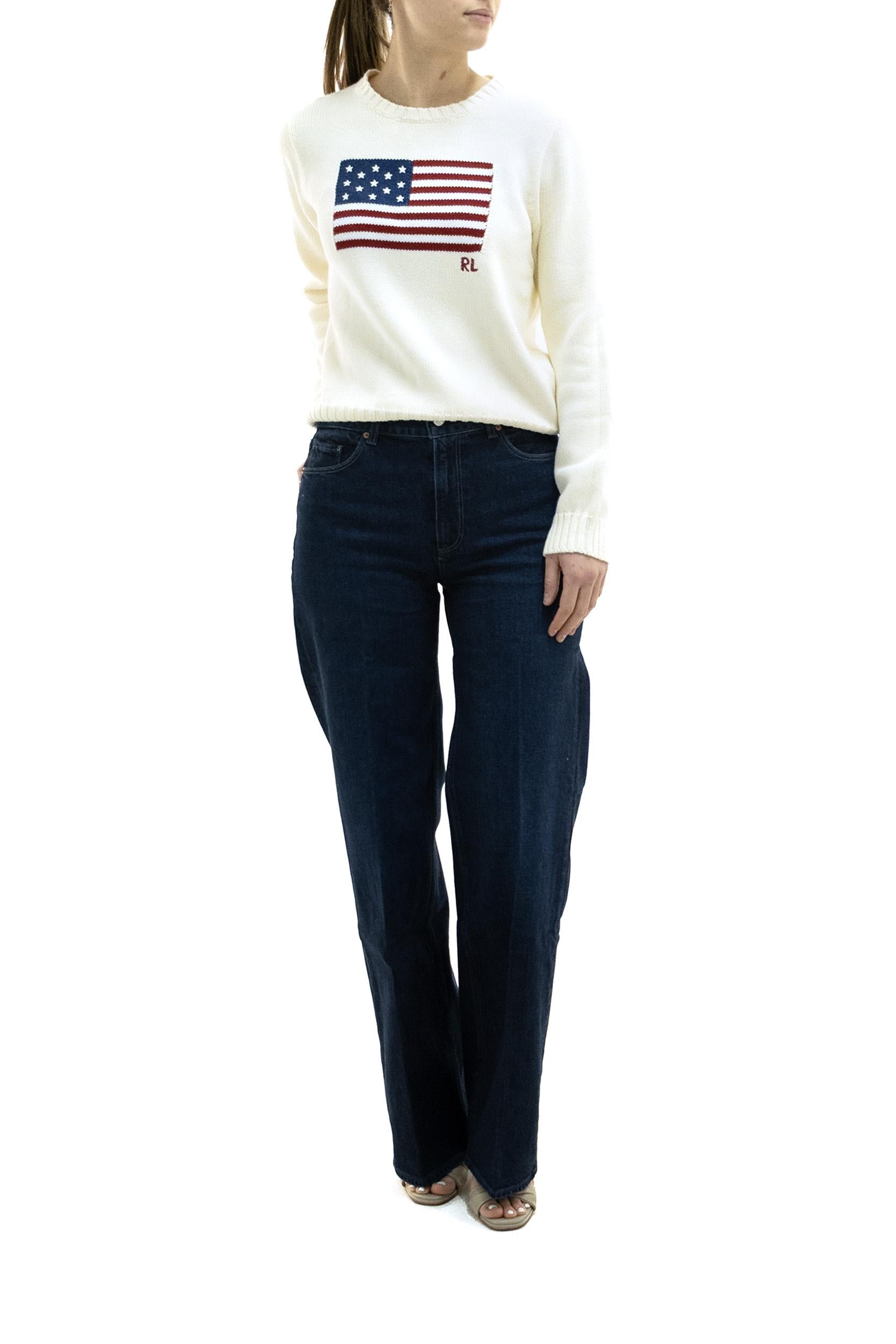 Pullover in cotone color avorio<BR/> 211896939002 CREAM POLO RALPH LAUREN 