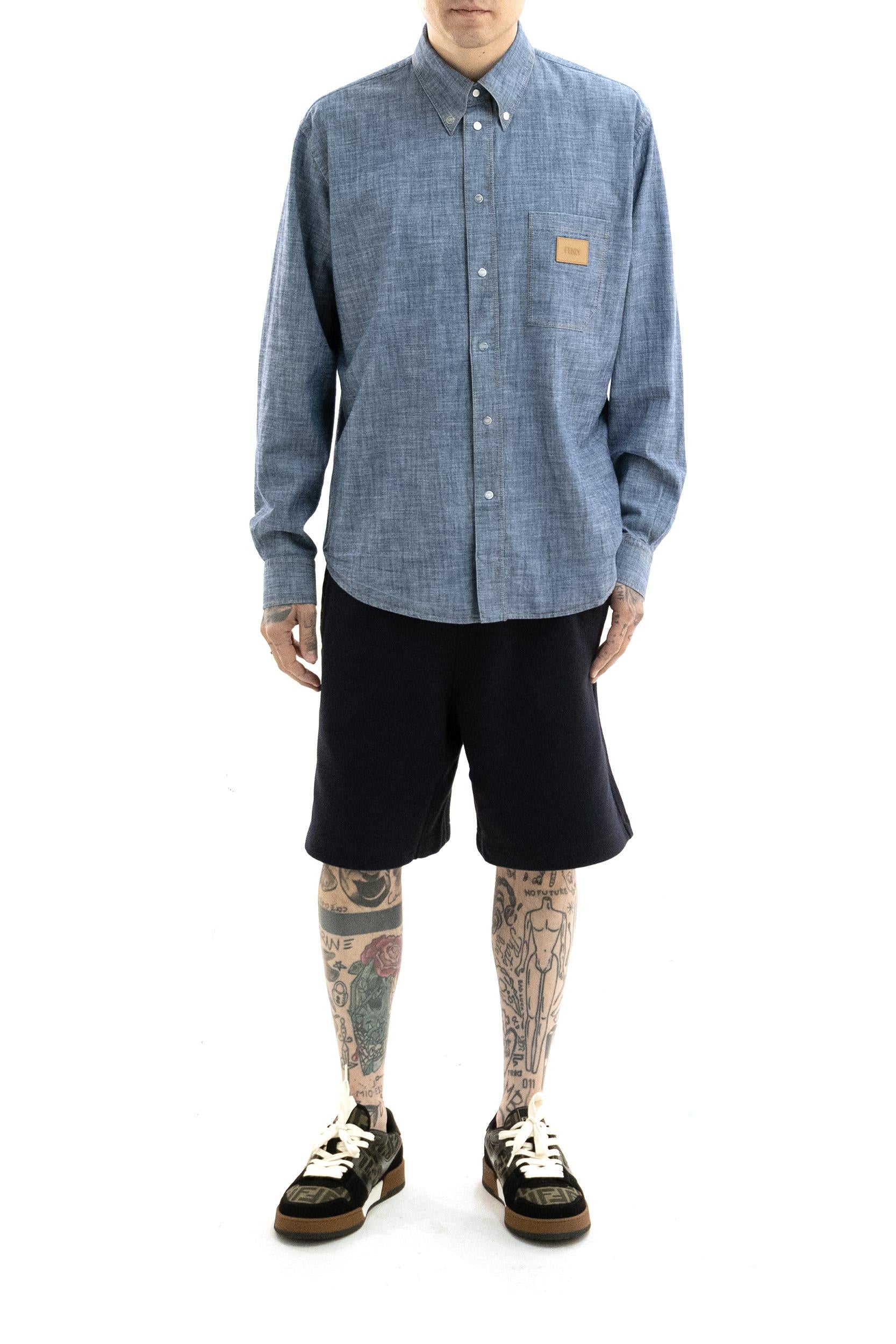 Camicia in chambray color azzurro<BR/> FS1296 AY0C F0EX7 FENDI 