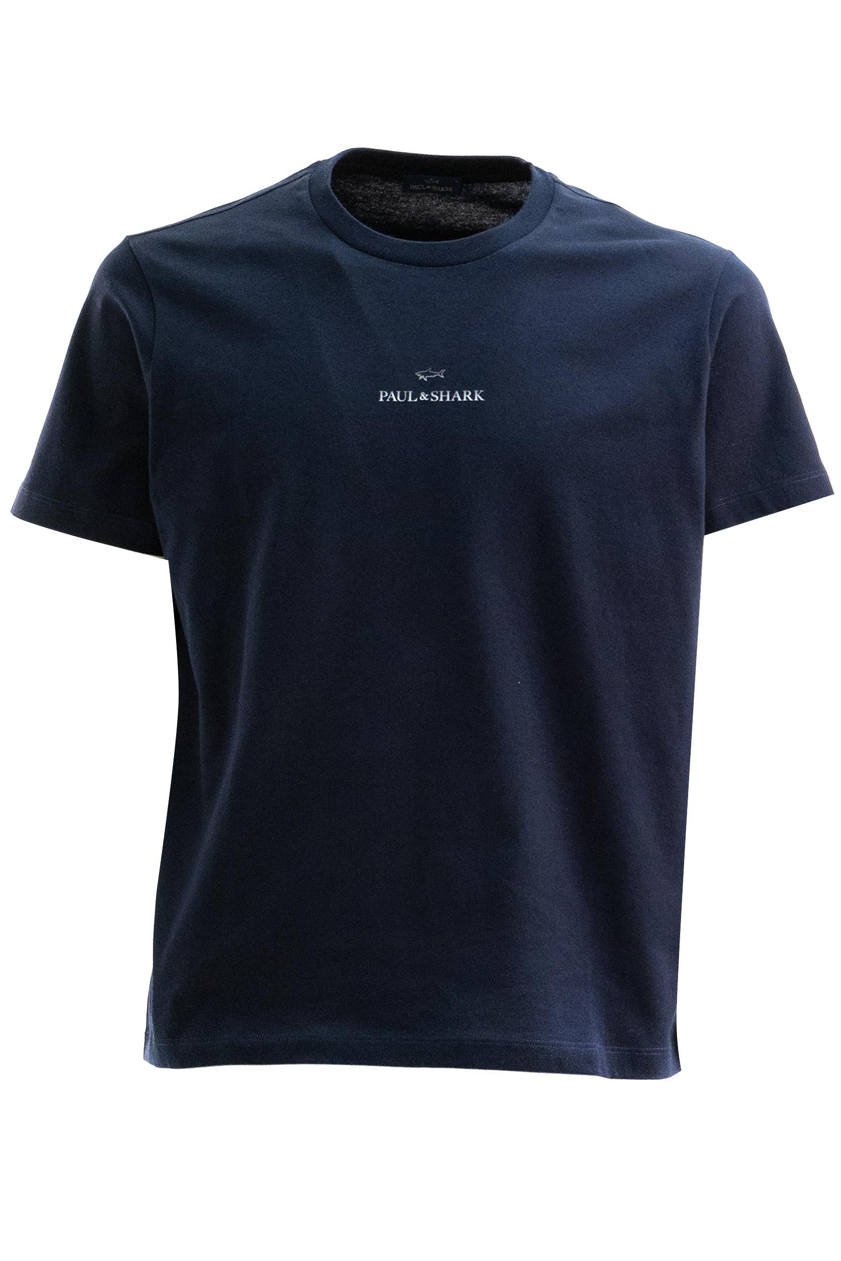 T-shirt in jersey di cotone di colore blu<BR/> 99311008 50F PAUL & SHARK 