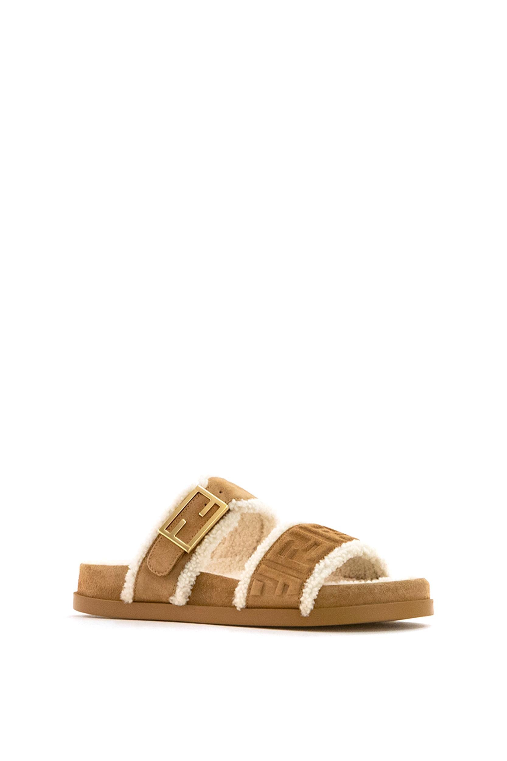 Slide in suede FF marrone e montone<BR/> 8X8710 AY9R F1TOO FENDI 