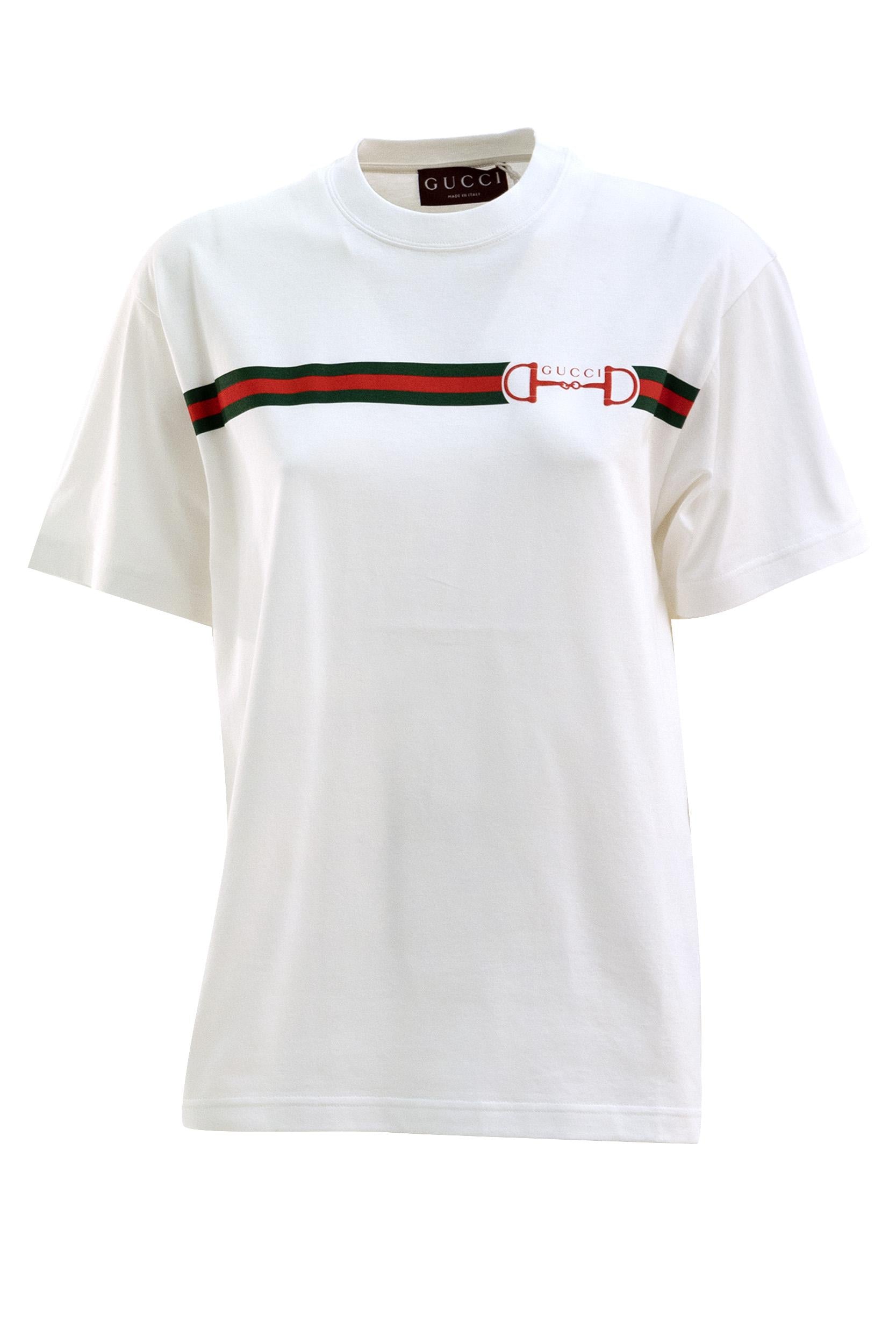 T-shirt in Jersey di Cotone Stampata<BR/> 837959 XJHM5 9081 GUCCI 