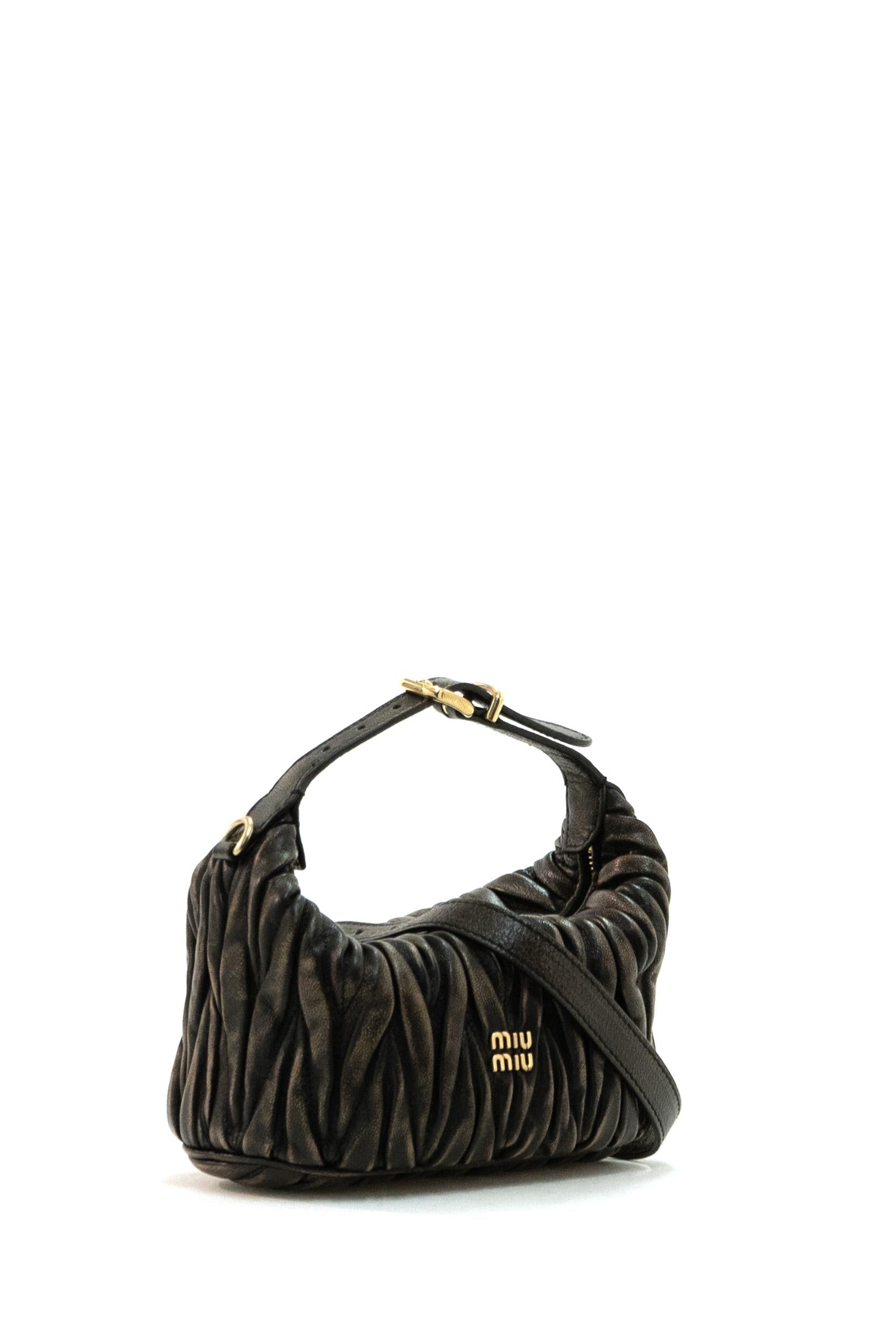 Pouch in nappa matelassé vintage color marrone<BR/> 5BP100 AF6Q F0201 MIU MIU 