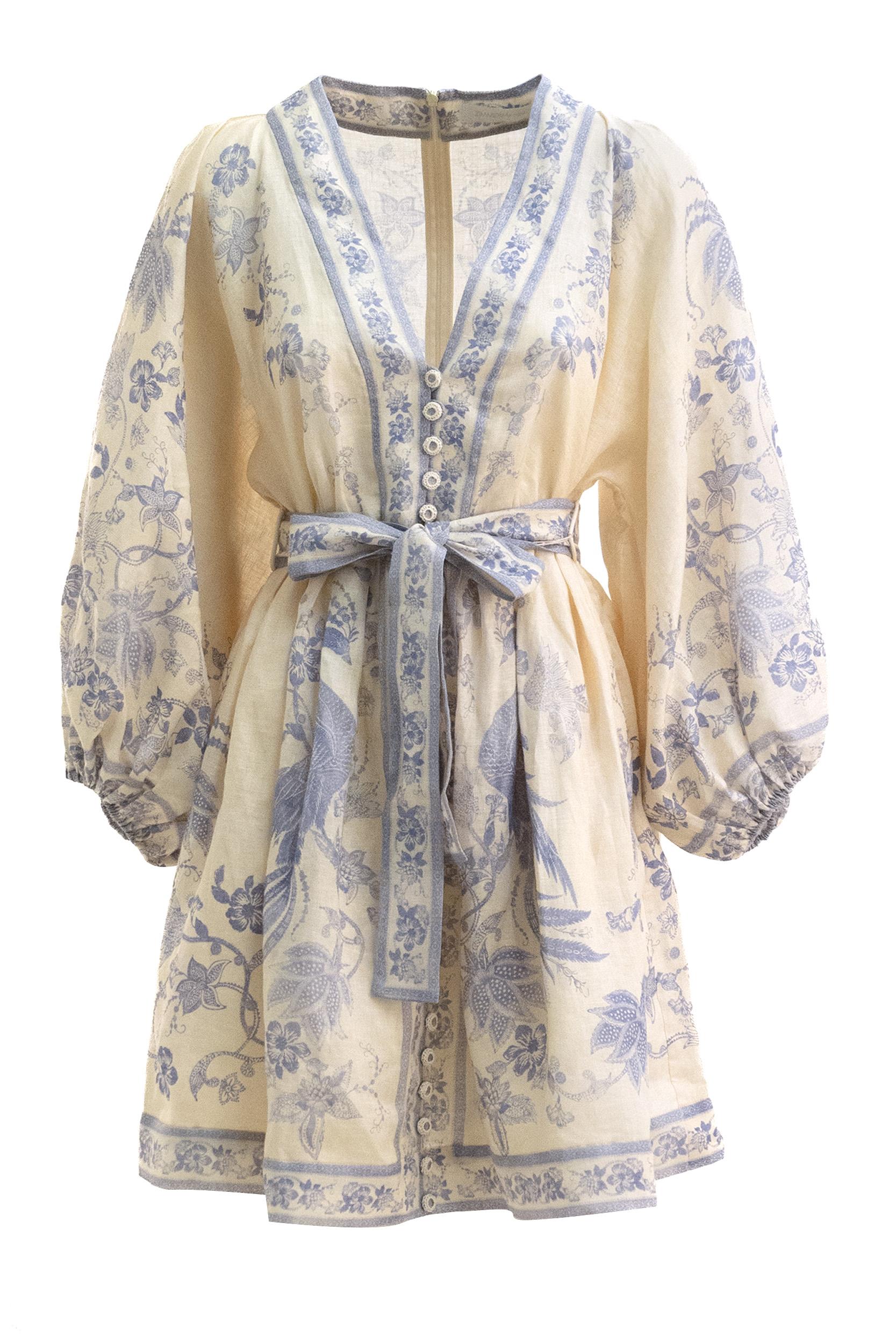 Mini abito Indra in lino color avorio <BR/> 3500DSS262 CREAM LILAC ZIMMERMANN 