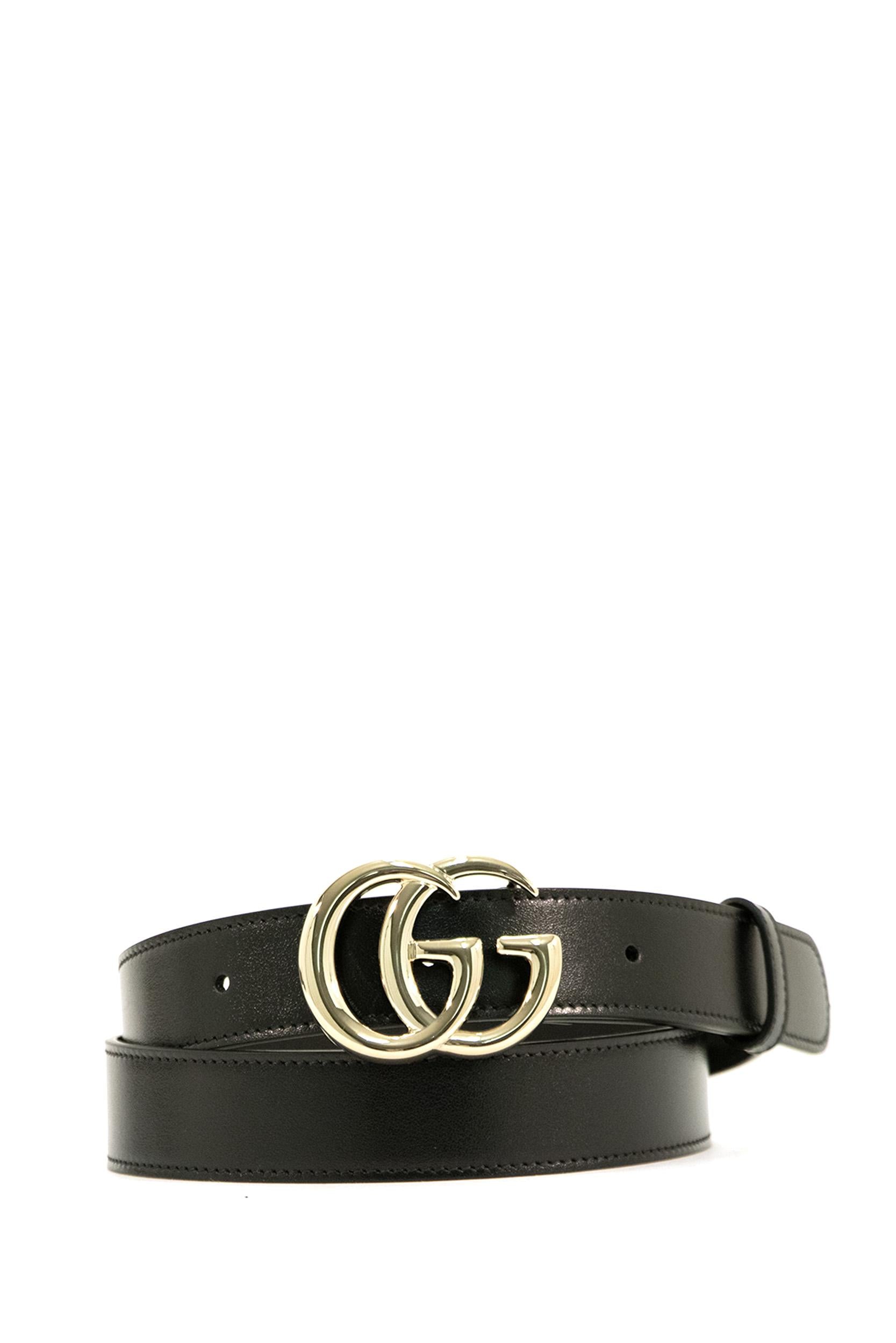 Cintura GG Marmont sottile in pelle nera 625839 0AAA5 1000 GUCCI 