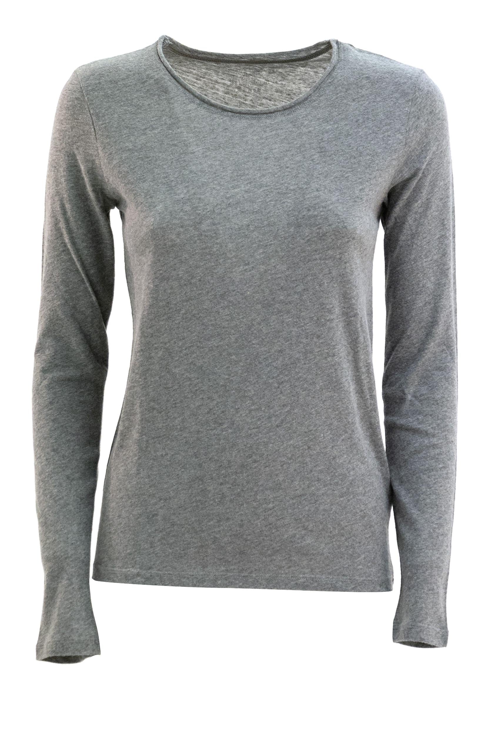 T-shirt in cotone e cashmere di colore grigio<BR/> H25M005-FTS021 028 MAJESTIC 